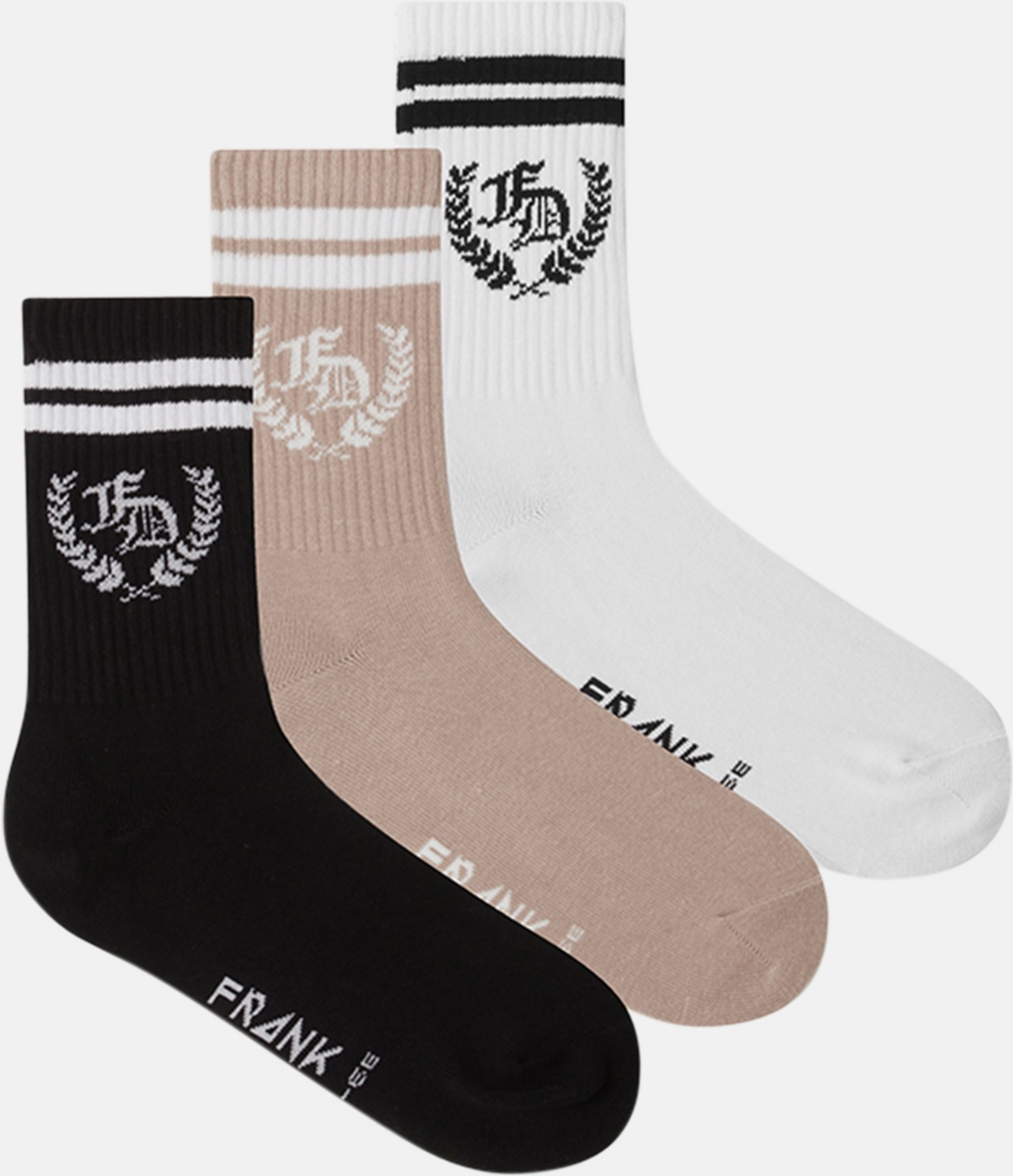 FRANK DANDY, 3-pack Emblem Ribbed Cotton Socks