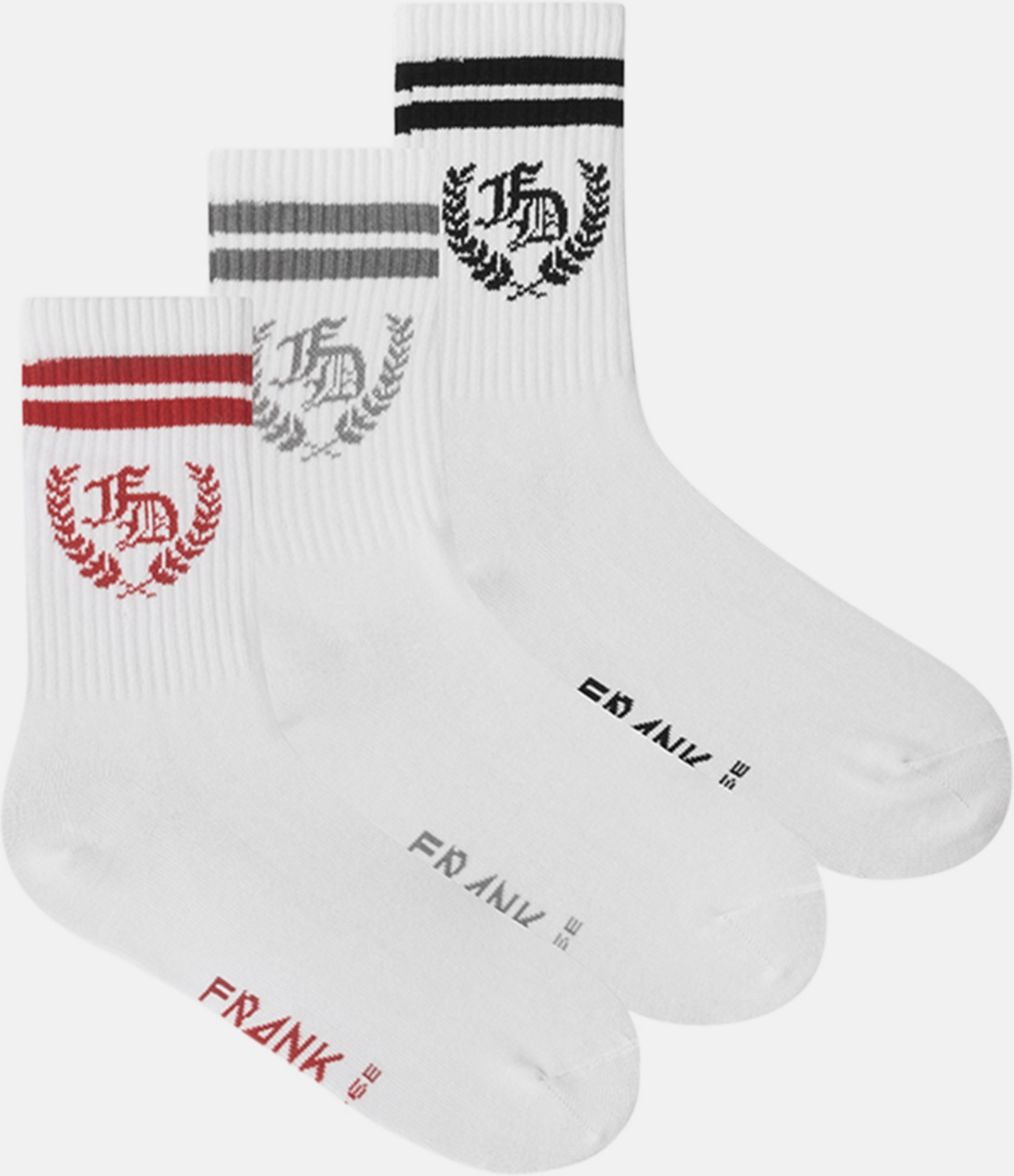 FRANK DANDY, 3-pack Emblem Ribbed Cotton Socks