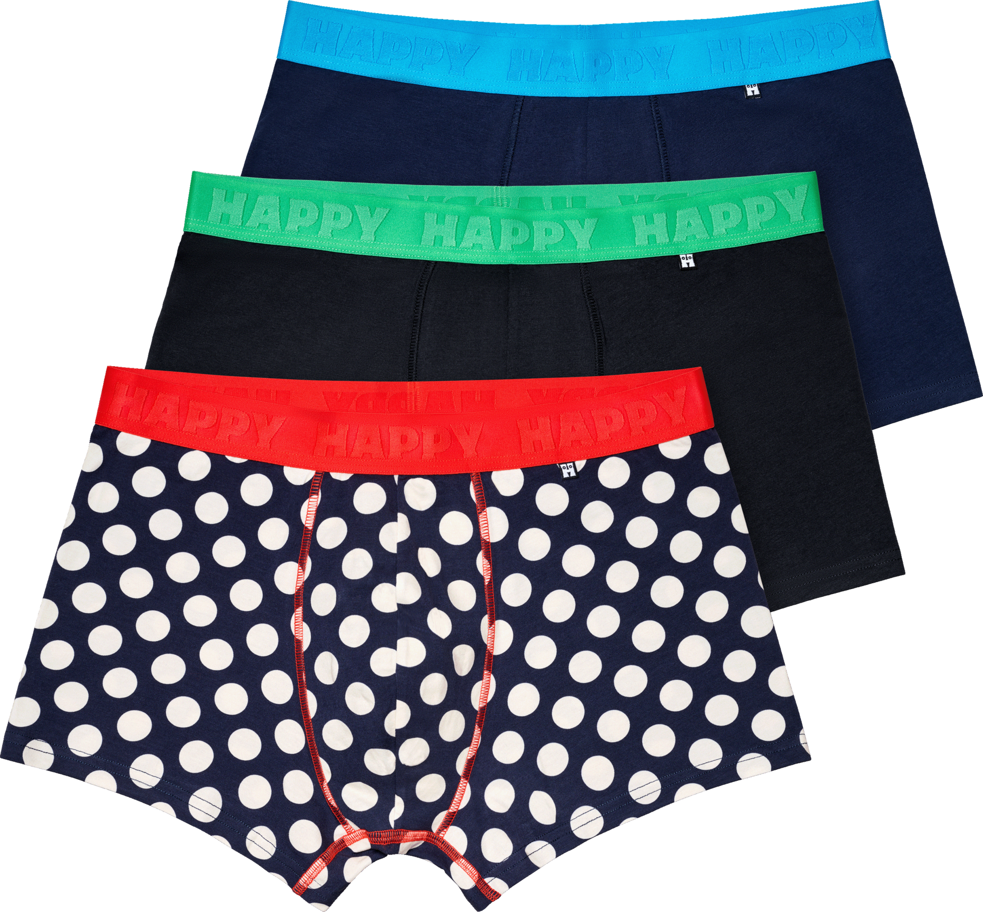 HAPPY SOCKS, 3-pack Navy Big Dot Short Boxers