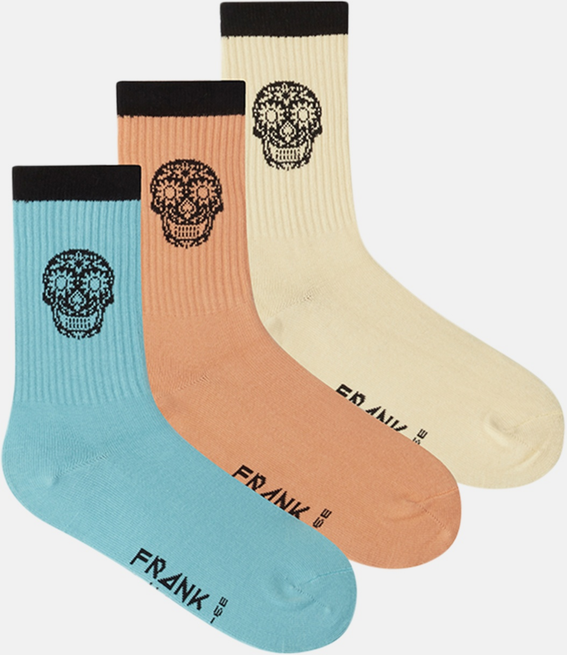 FRANK DANDY, 3-pack Scull Ribbed Cotton Socks