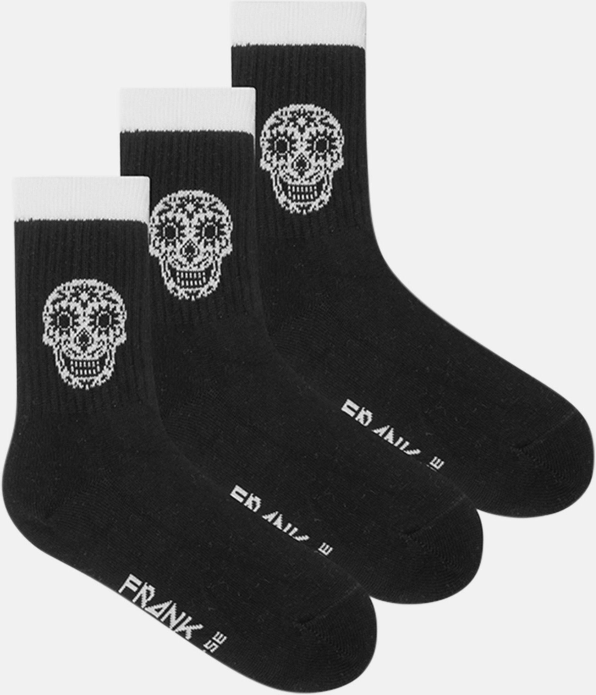 FRANK DANDY, 3-pack Scull Ribbed Cotton Socks
