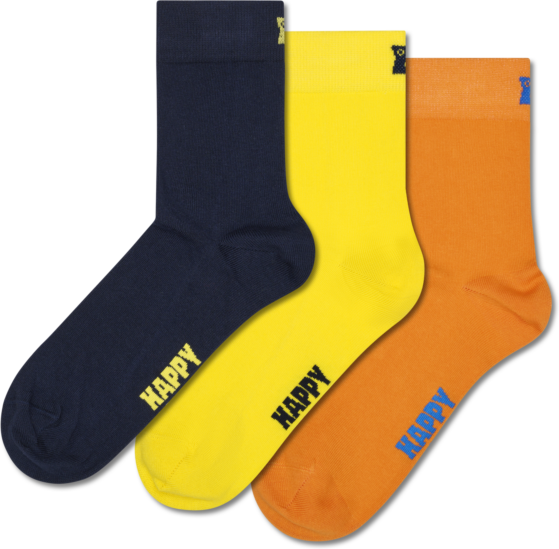 HAPPY SOCKS, 3-pack Solid Short Crew Socks