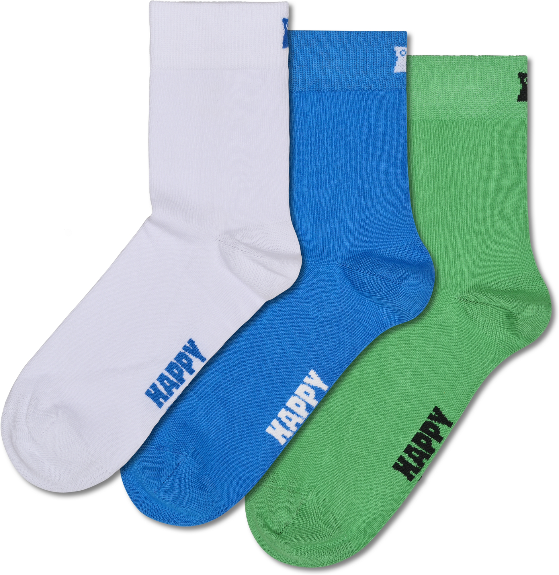 HAPPY SOCKS, 3-pack Solid Short Crew Socks