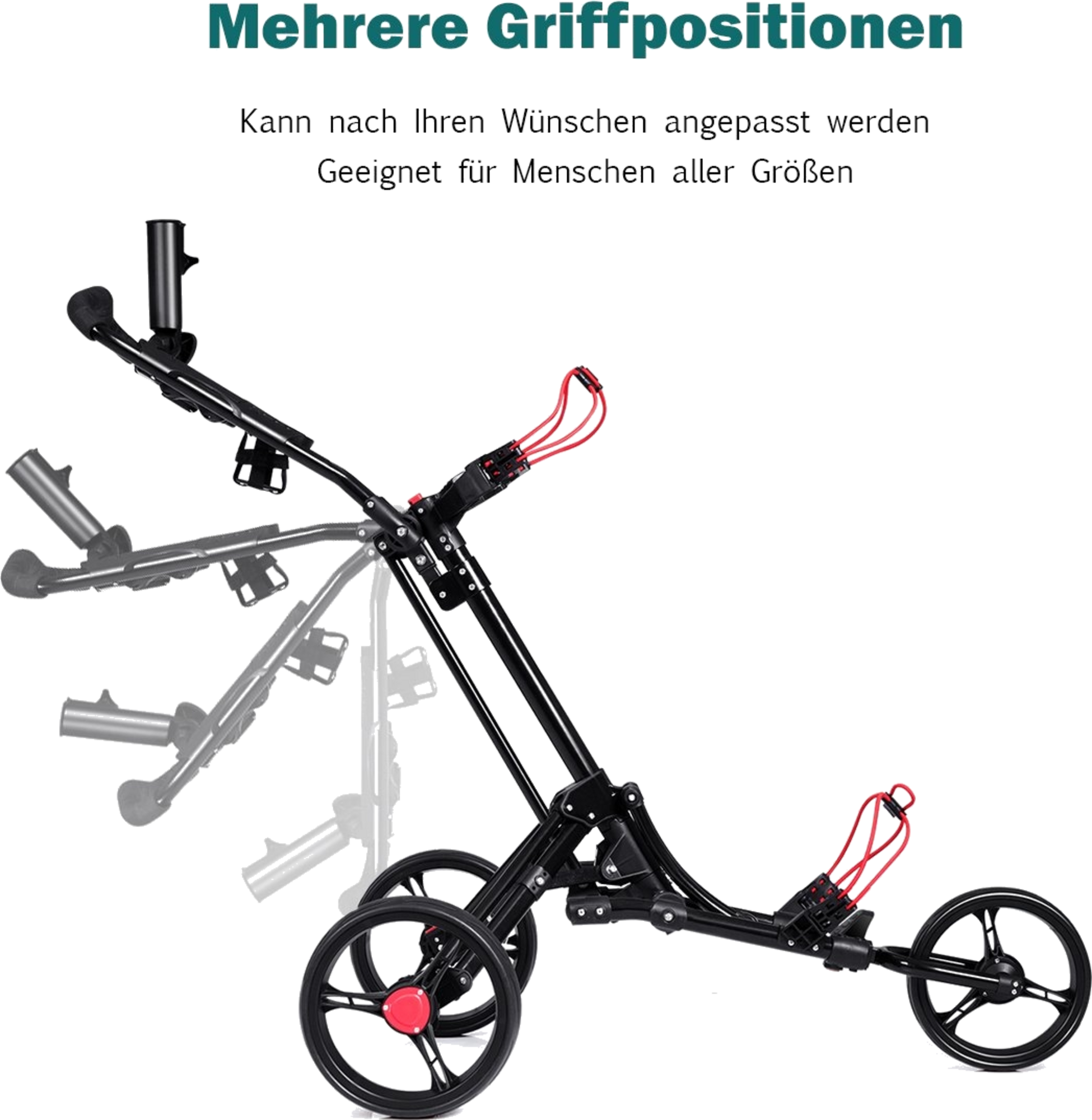 NORTHIX, 3-wheel Golf Trolley Golf Cart Golf Foldable Simple Push And Pull Cart Black