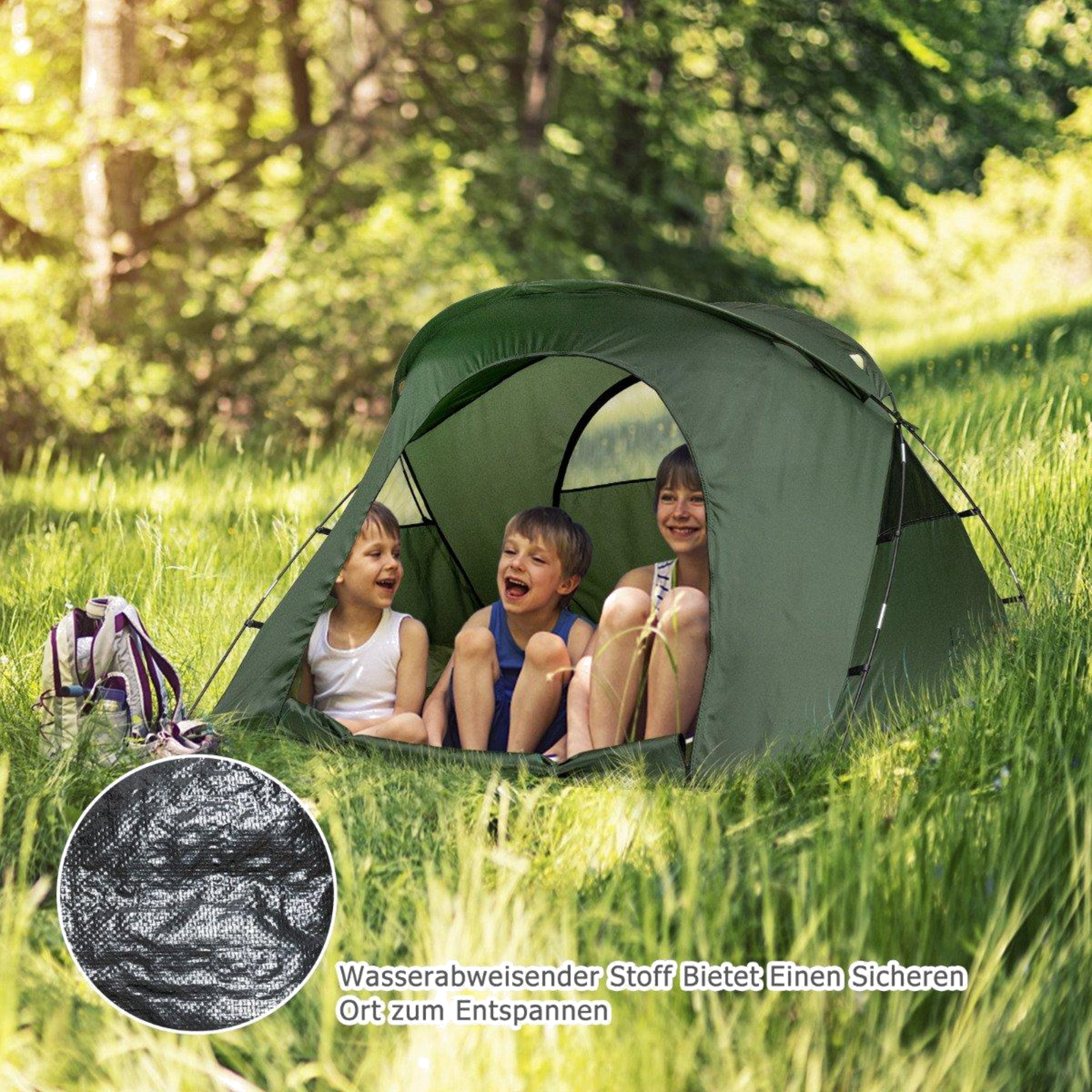 NORTHIX, 4 In 1 Camping Tent Set For 2 People With Cover And Mattress 194 X 146 X 160 Cm Green
