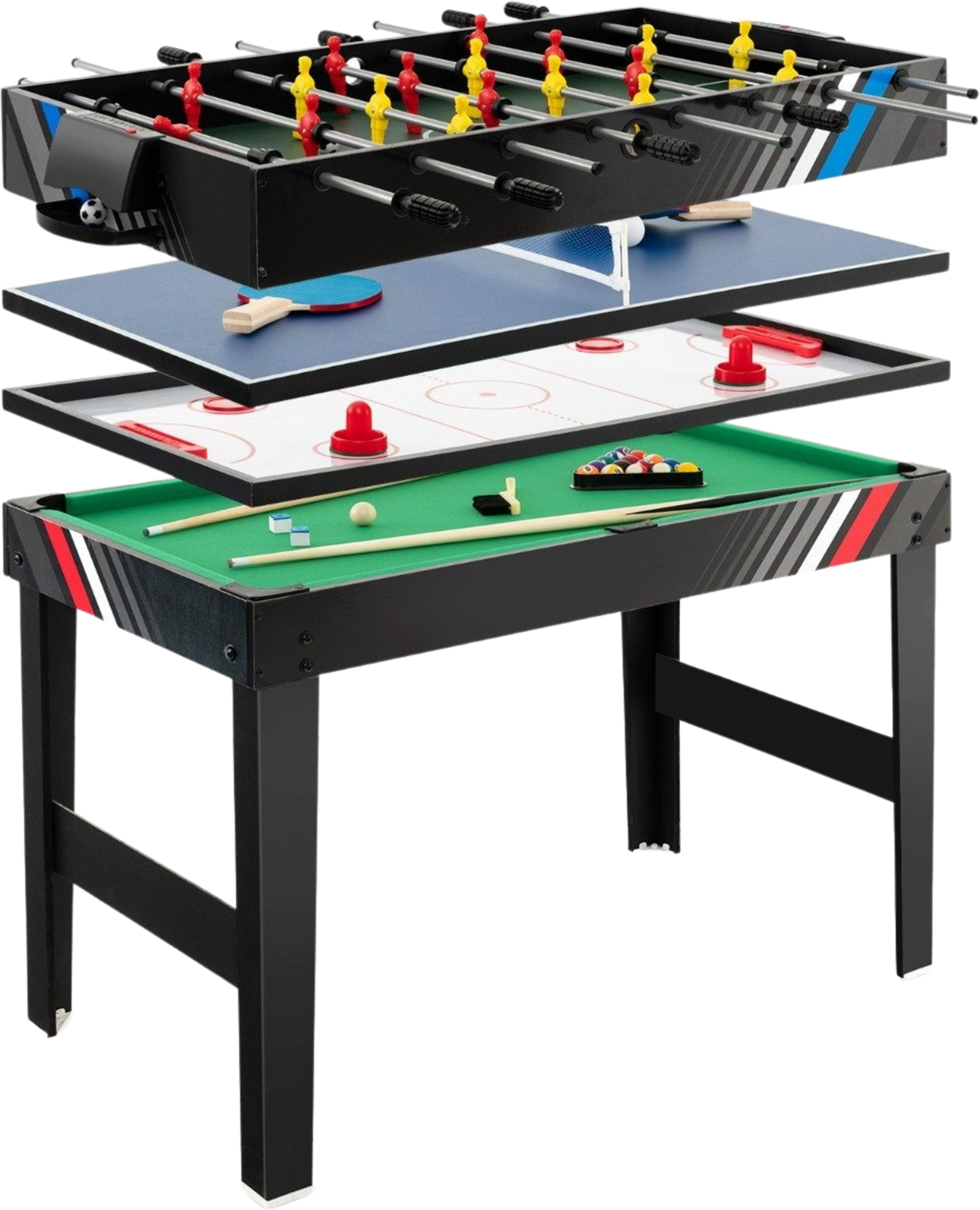 NORTHIX, 4 In 1 Multi-game Table With Table Football  Pool Billiards  Air Hockey  Table Tennis Arcade Game