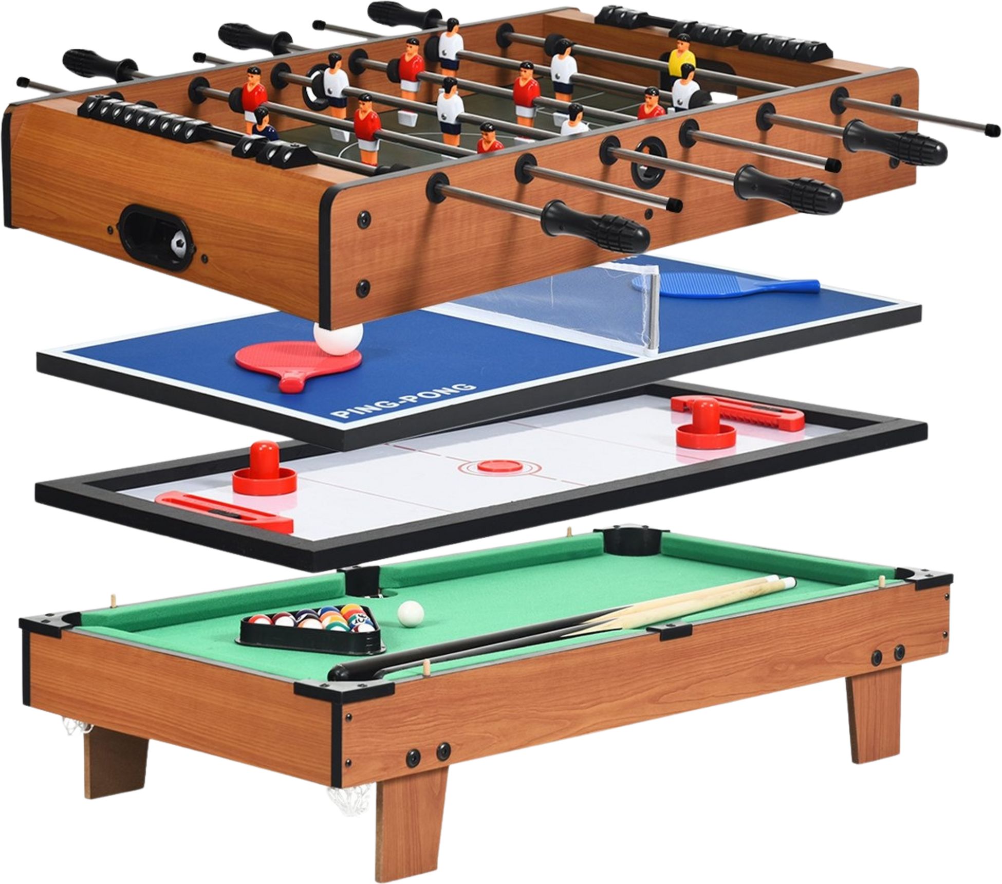 NORTHIX, 4-in-1 Game Table: Foosball, Billiards, Table Tennis, Hockey