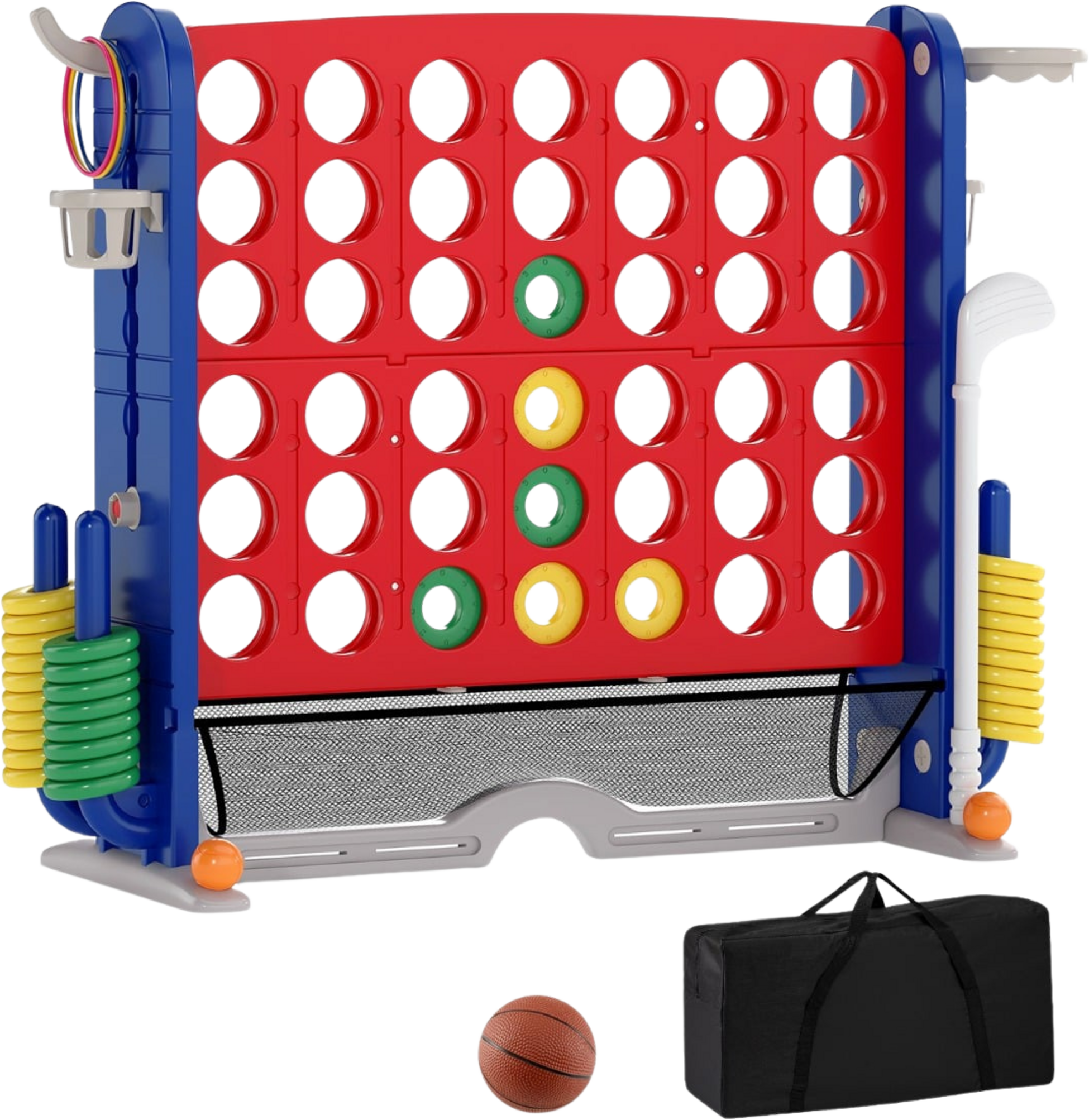 NORTHIX, 4-in-1 Giant Connect Game Set With Basketball, Ring Toss, Golf