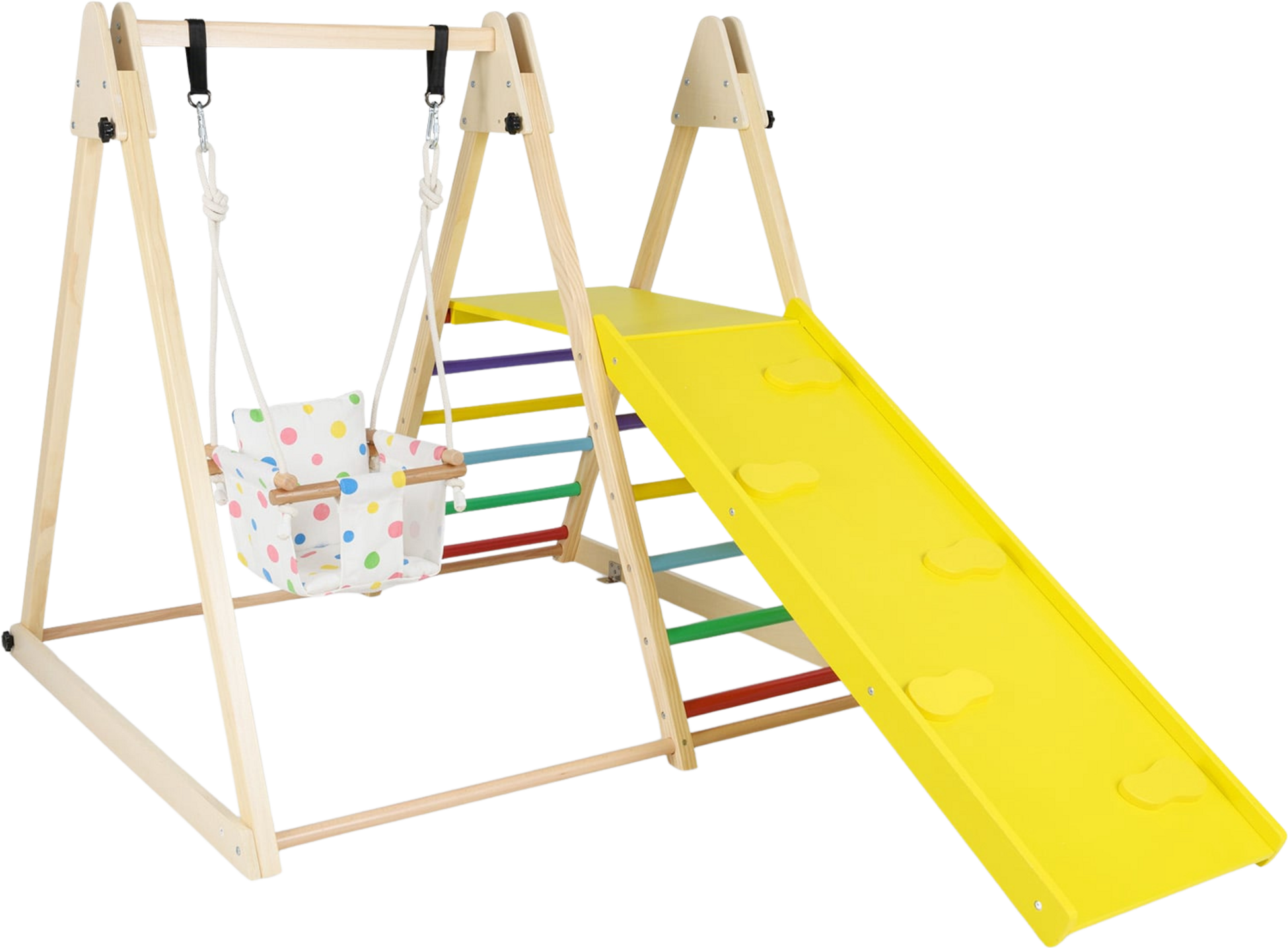 NORTHIX, 4-in-1 Montessori Climbing Set With Swing  Ramp
