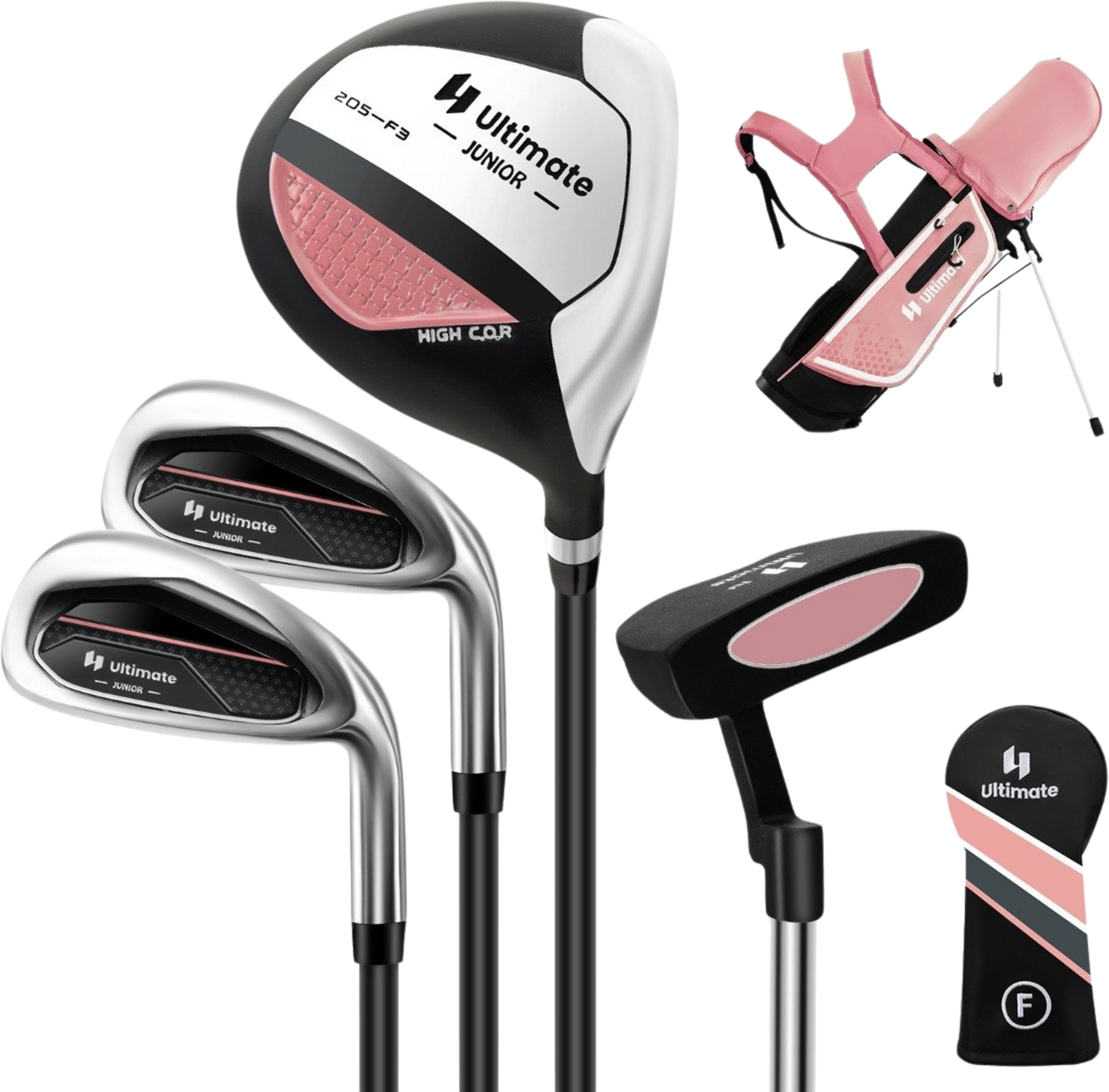 NORTHIX, 4-piece Children's Golf Club Set With Golf Bag And Rain Cover For Children Aged 5-7 Years, Pink