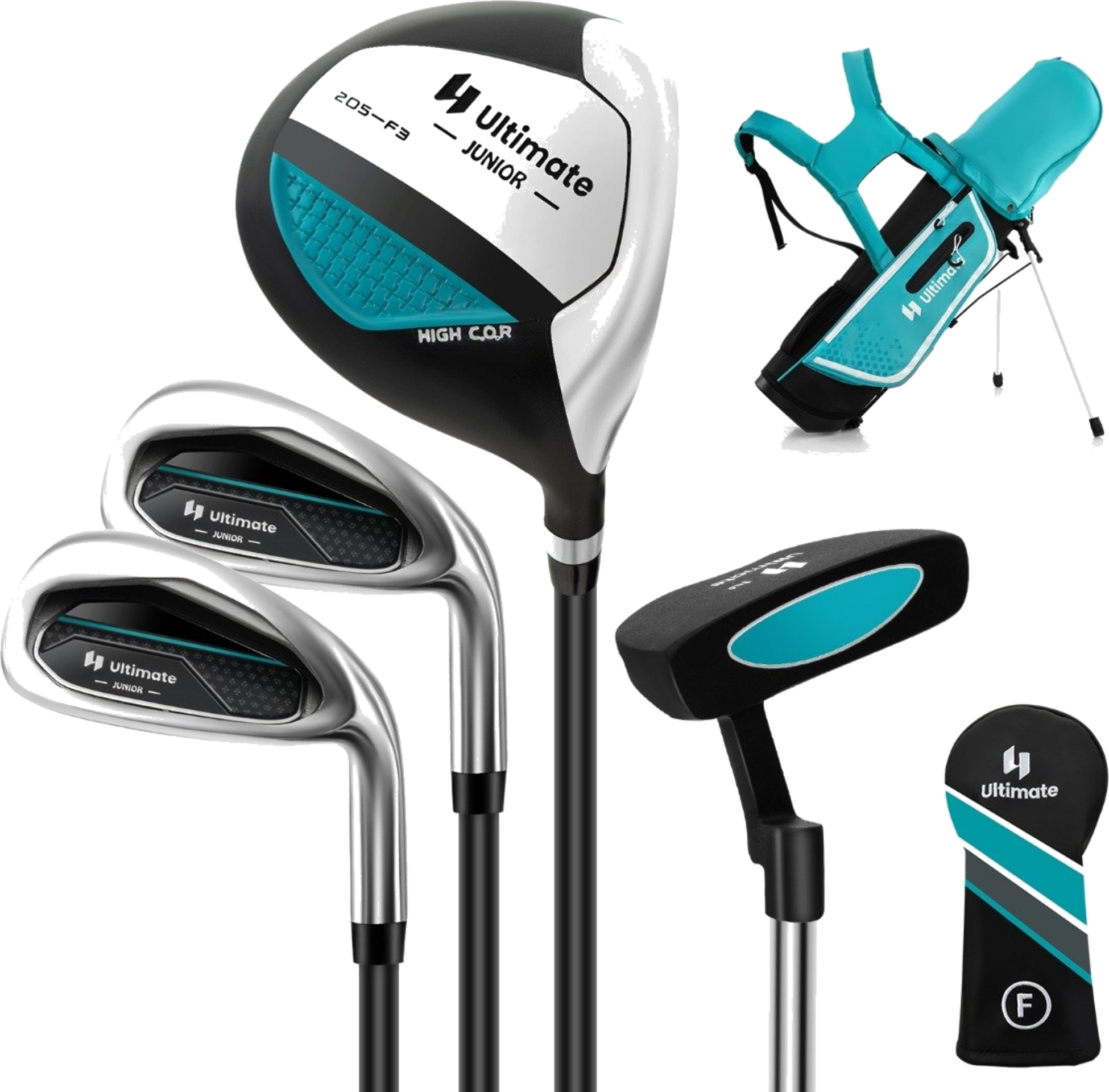 NORTHIX, 4-piece Children's Golf Club Set With Golf Bag And Rain Cover For Children Aged 5-7 Years Blue