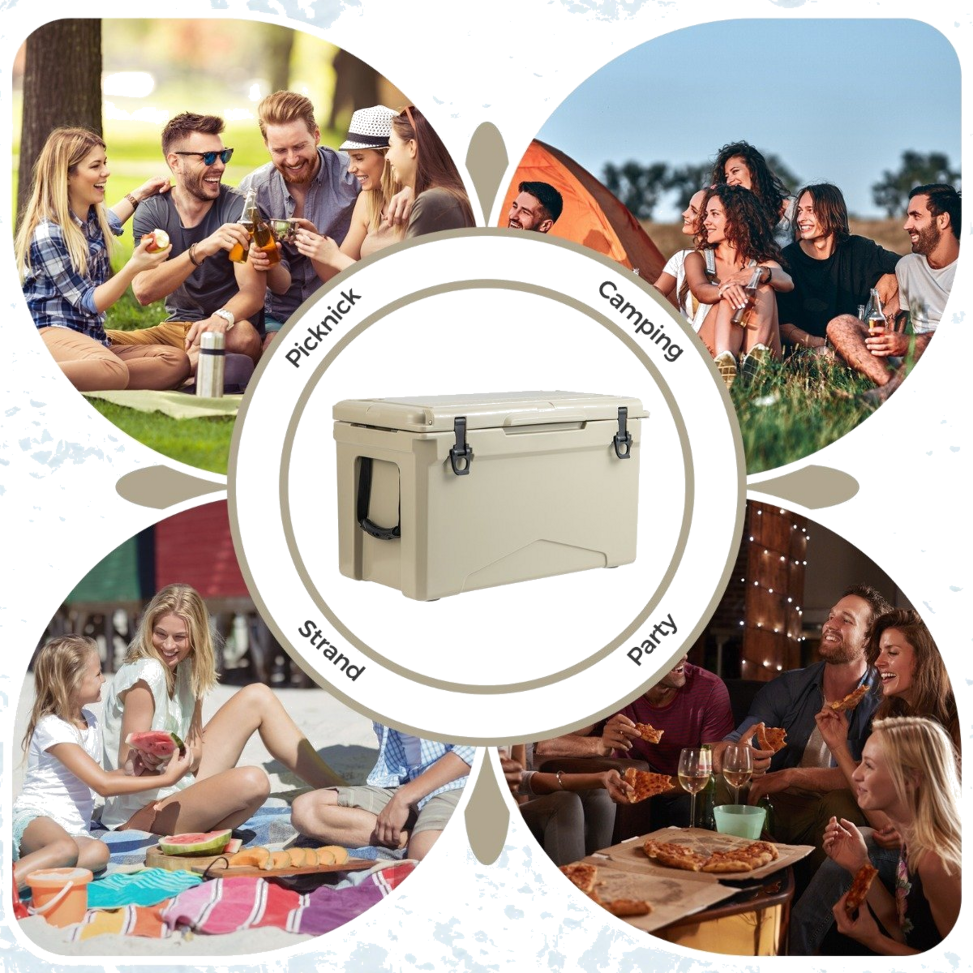 NORTHIX, 47l Insulated Box With Bottle Opener  Handle Portable Cool Box Heat Container For Camping Kahki