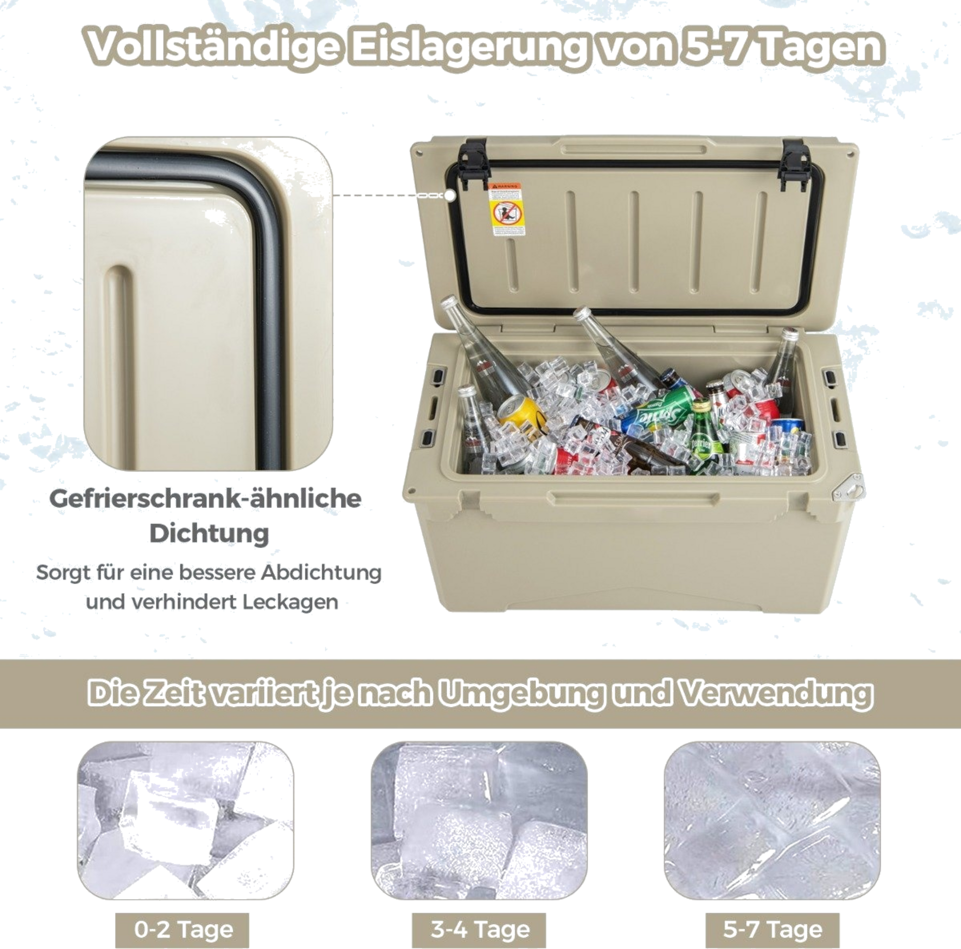 NORTHIX, 47l Insulated Box With Bottle Opener  Handle Portable Cool Box Heat Container For Camping Kahki