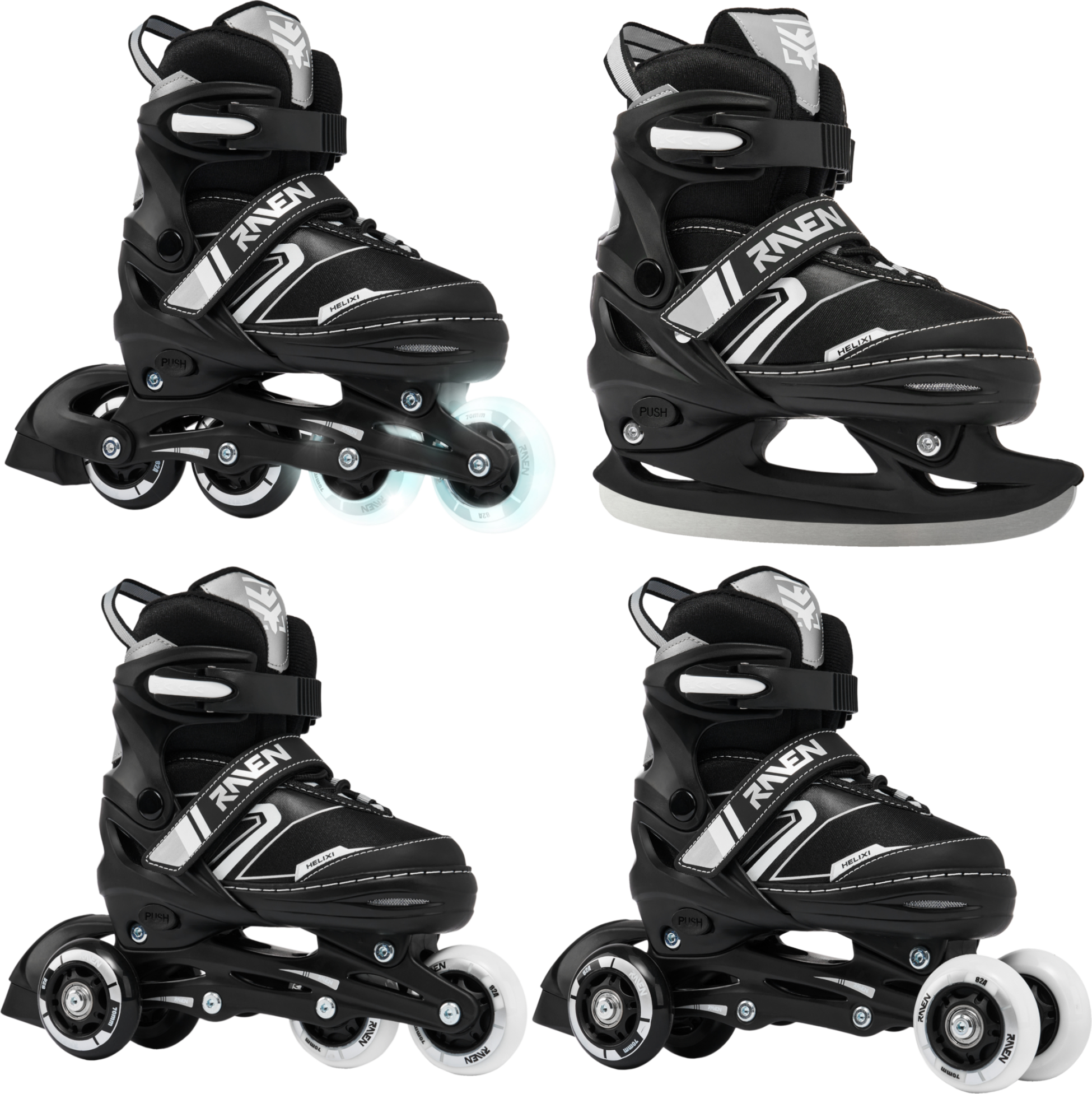 RAVEN, 4in1 Helixi Hockey (2 Front Led Wheels)
