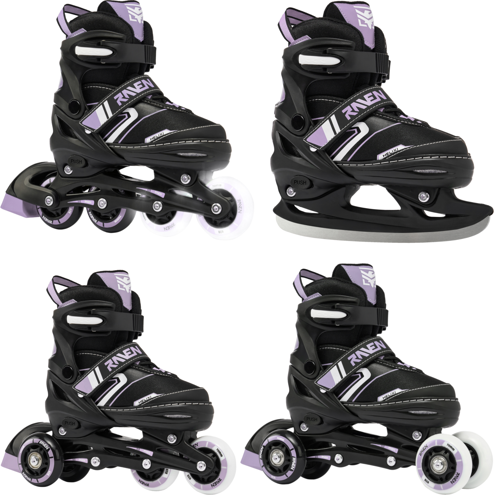 RAVEN, 4in1 Helixi Hockey (2 Front Led Wheels)