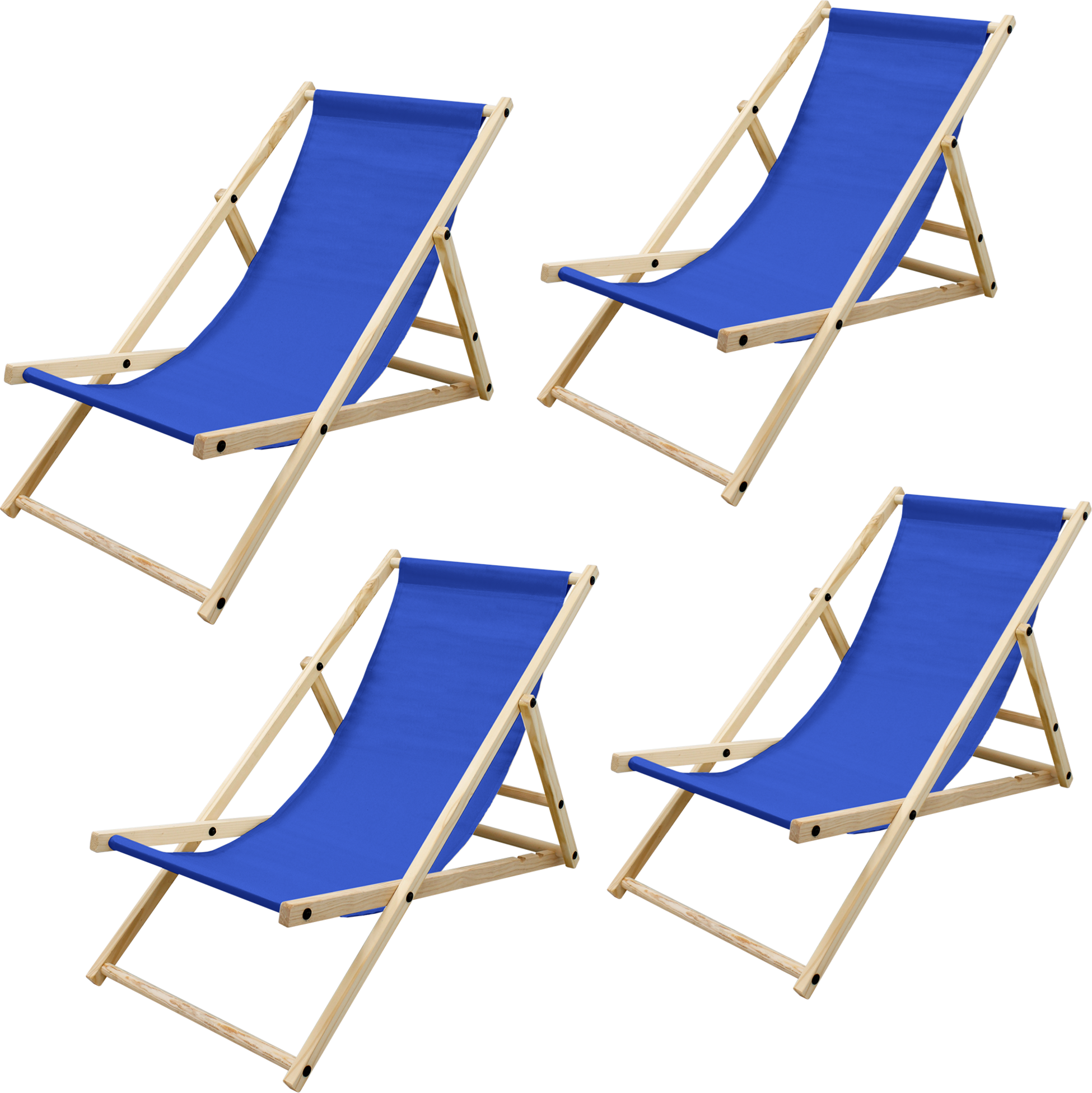 ECD GERMANY, 4x F&auml;llbar Tr&auml;dg&aring;rdsstol 3 Liggplatser M&ouml;rkbl&aring; Solstol Relaxstol Strandstol F&ouml;r Terrass Och Balkong