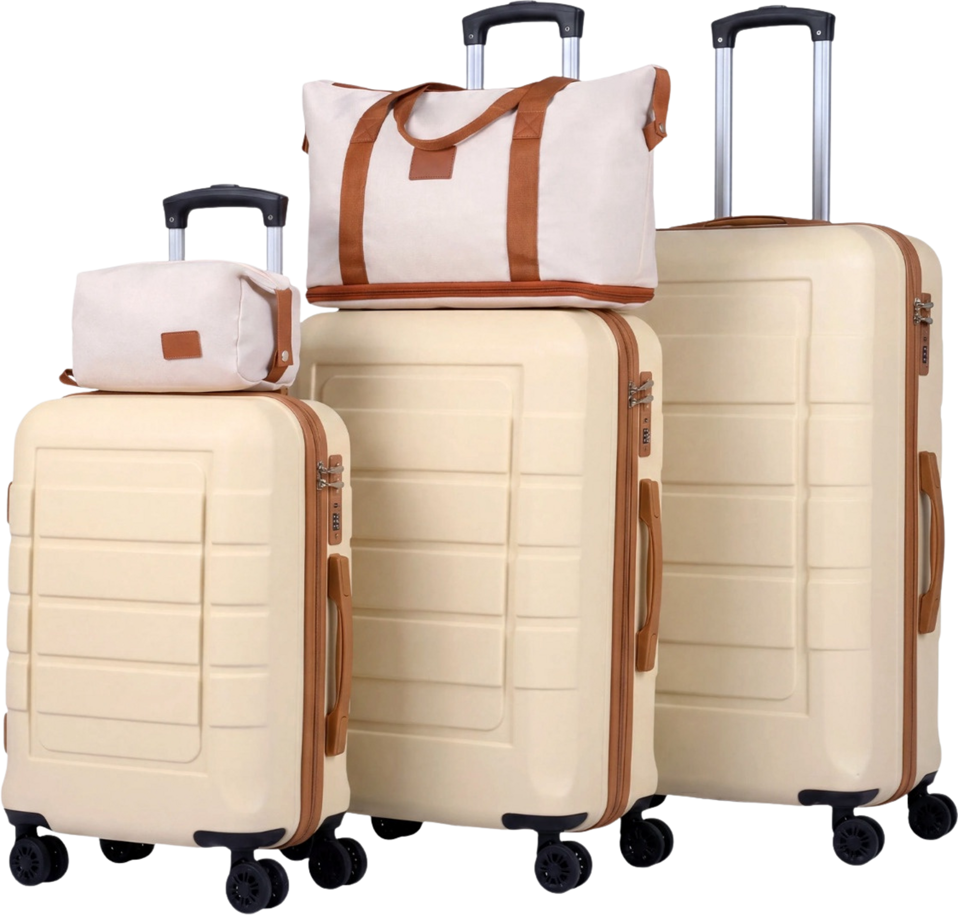 NORTHIX, 5-piece Luggage Set, Tsa Lock, Spinner Wheels, Beige