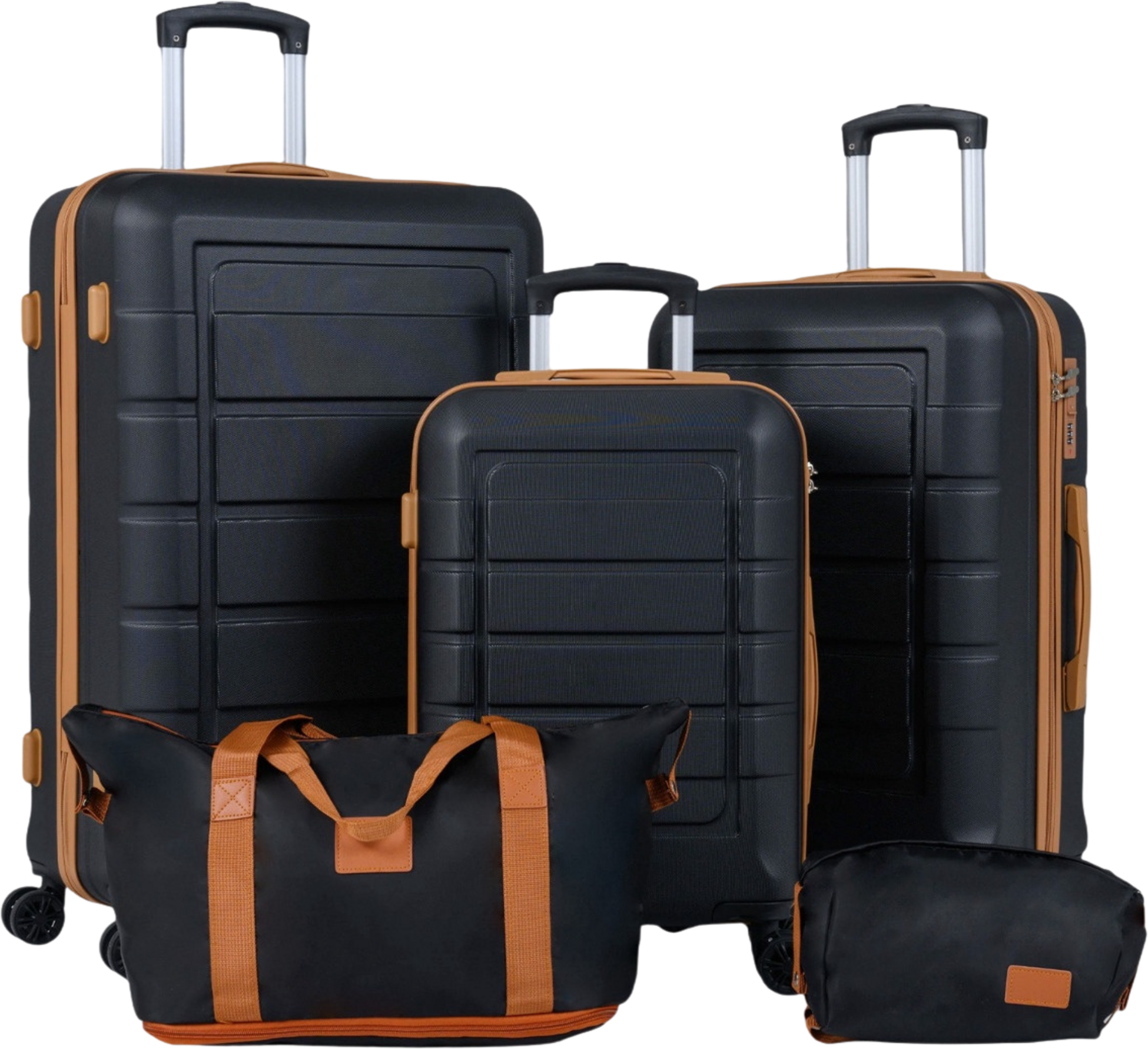 NORTHIX, 5-piece Luggage Set, Tsa Lock, Spinner Wheels, Black
