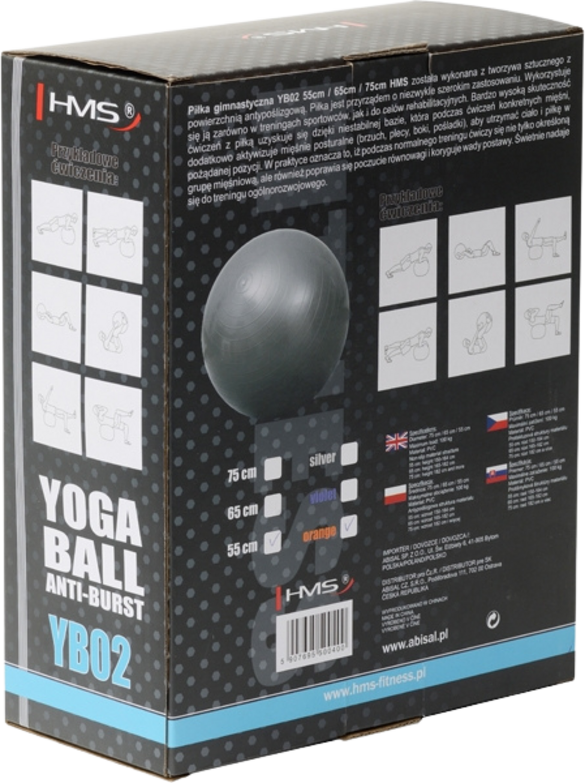 NORTHIX, 55cm Orange Gym Ball &ndash; Anti-burst, Non-slip Surface