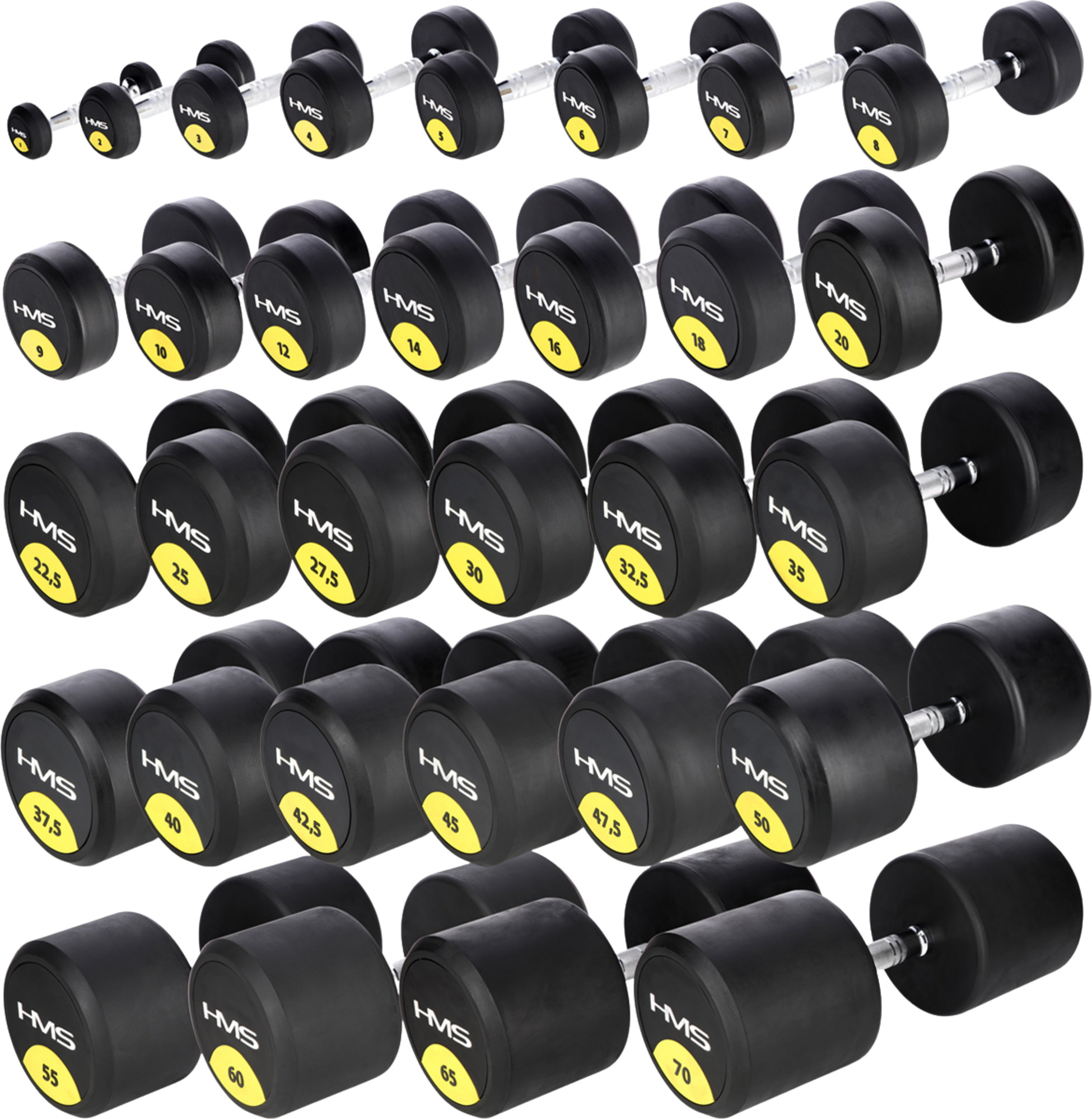 NORTHIX, 65 Kg Rubber Dumbbell &ndash; Heavy Duty Fitness Equipment
