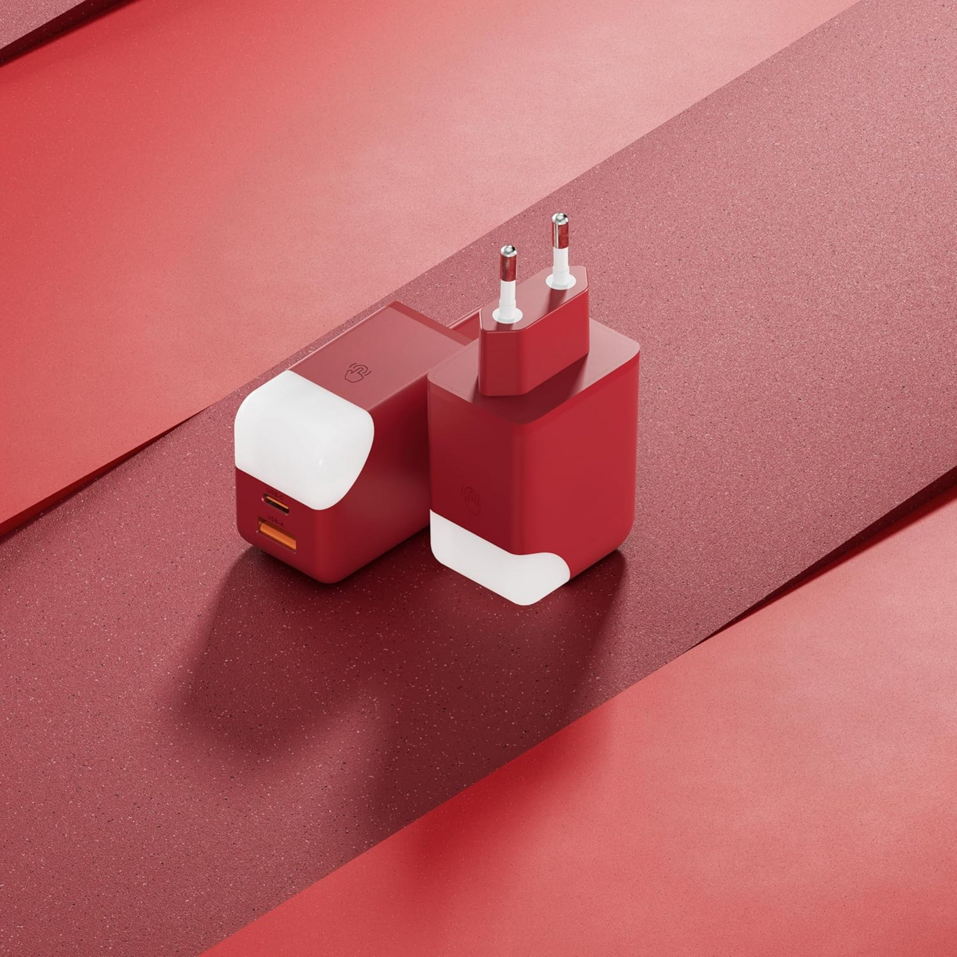 XOOPAR, 65w N&auml;tadapter F&ouml;r Snabbladdning Med Dubbla Portar - Ice-gan R&ouml;d