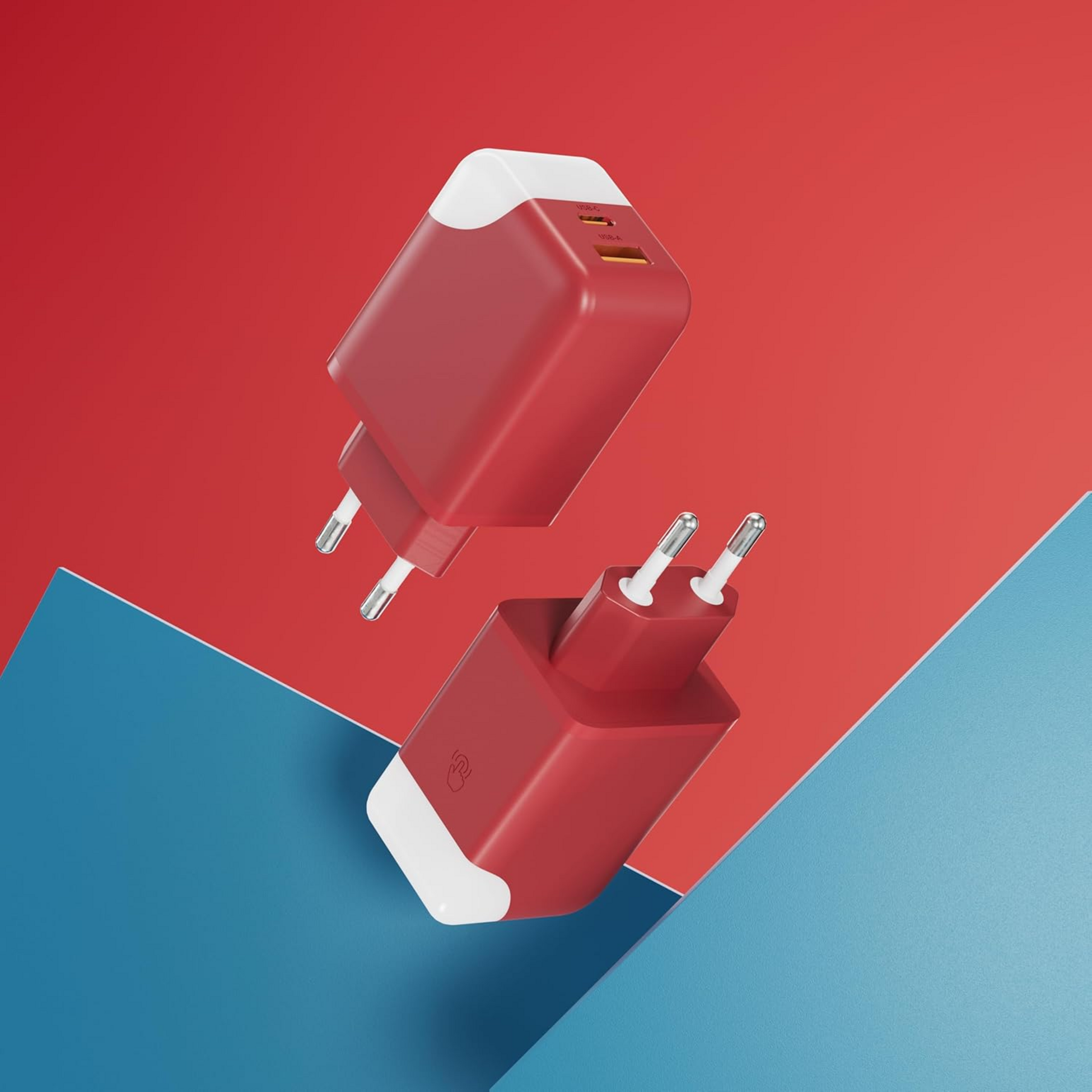 XOOPAR, 65w N&auml;tadapter F&ouml;r Snabbladdning Med Dubbla Portar - Ice-gan R&ouml;d