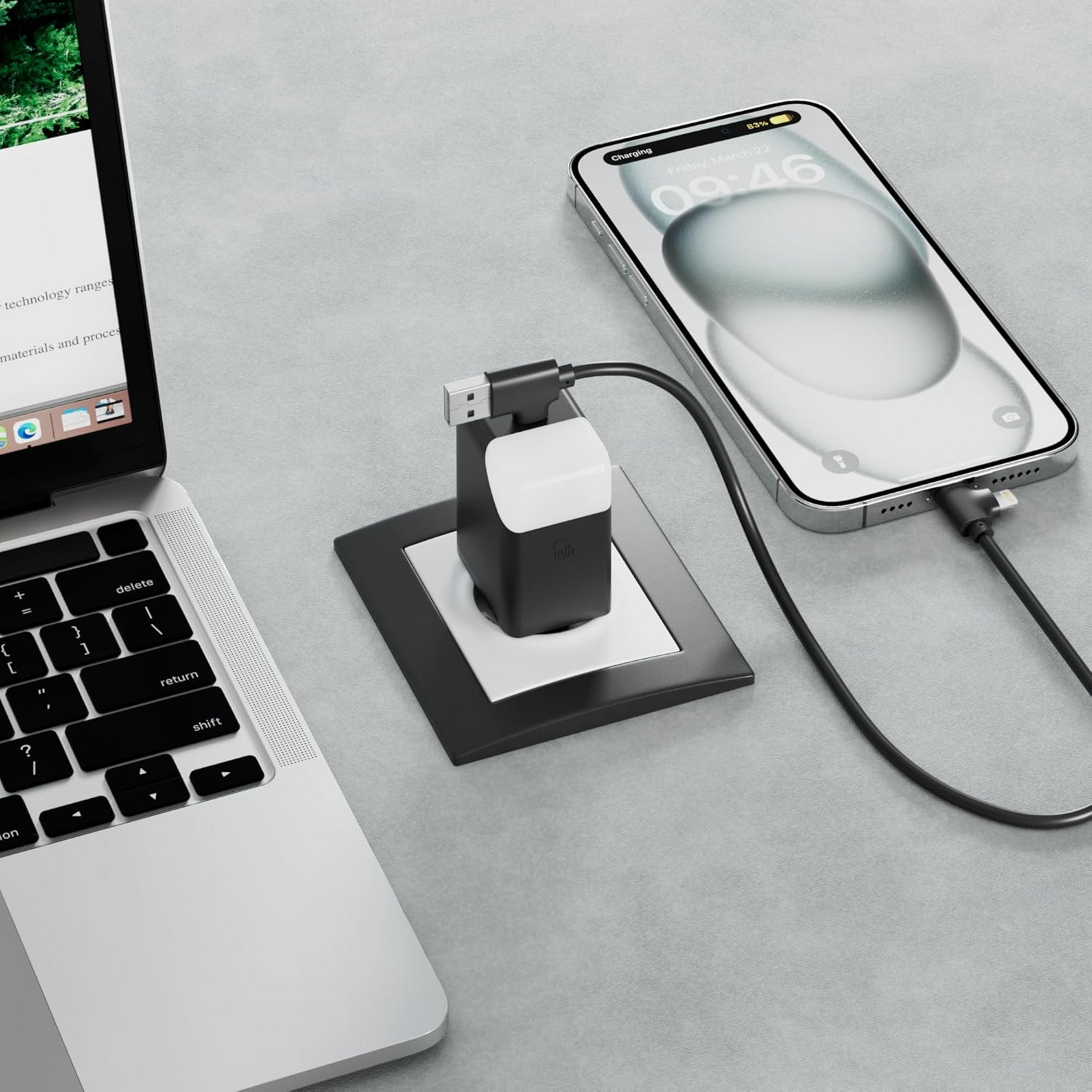 XOOPAR, 65w N&auml;tadapter F&ouml;r Snabbladdning Med Dubbla Portar - Ice-gan Svart