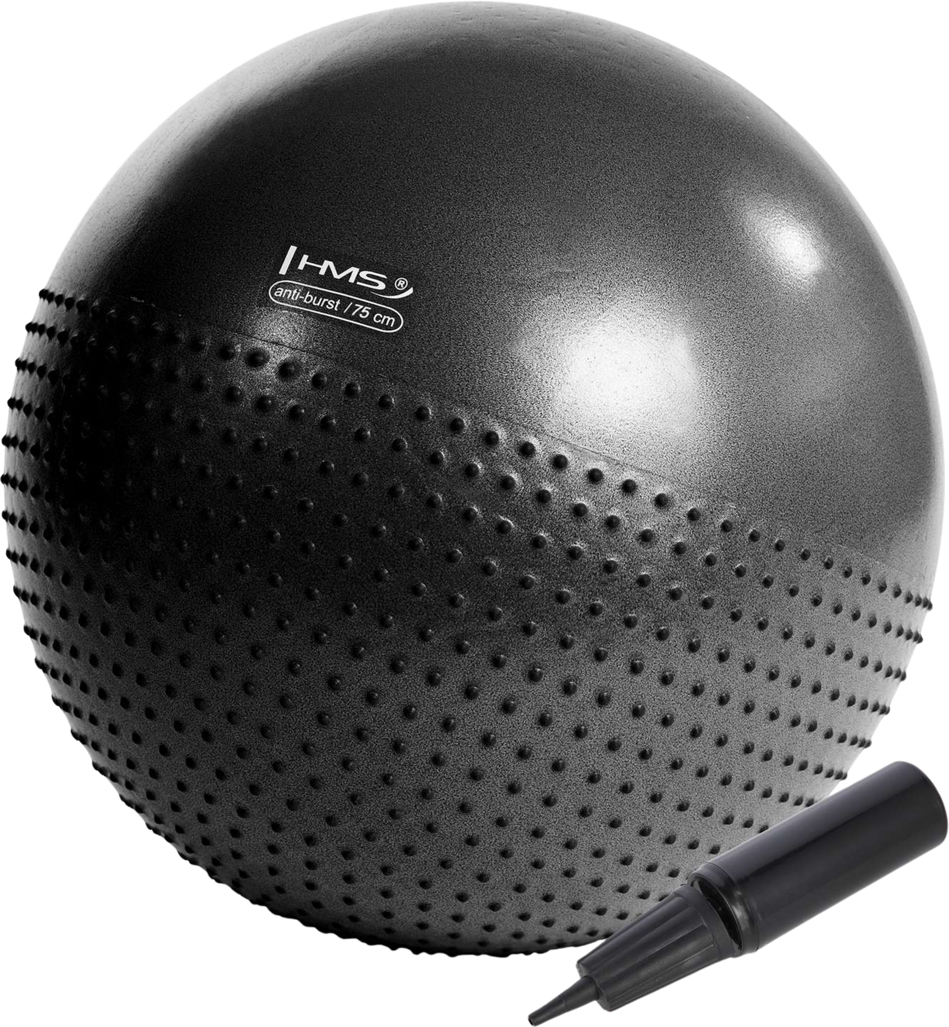 NORTHIX, 75cm Black Gym Ball &ndash; Anti-burst, Non-slip