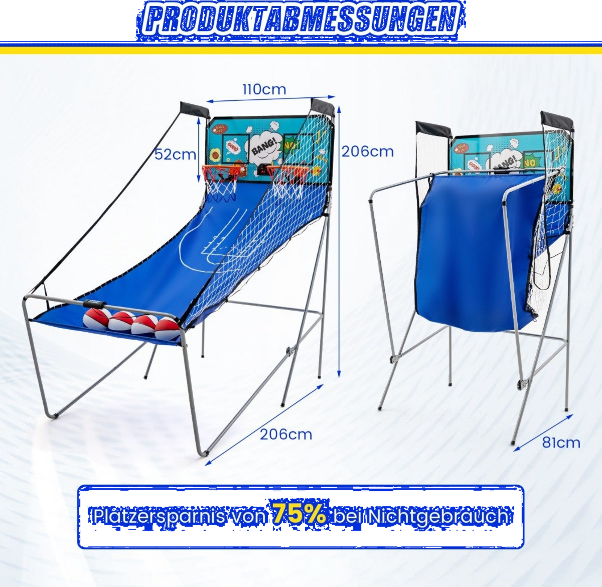 B2X, 8 In 1 Basketball Machine With 4 Balls  Air Pump  8 Game Modes Arcade Basketball Games Green