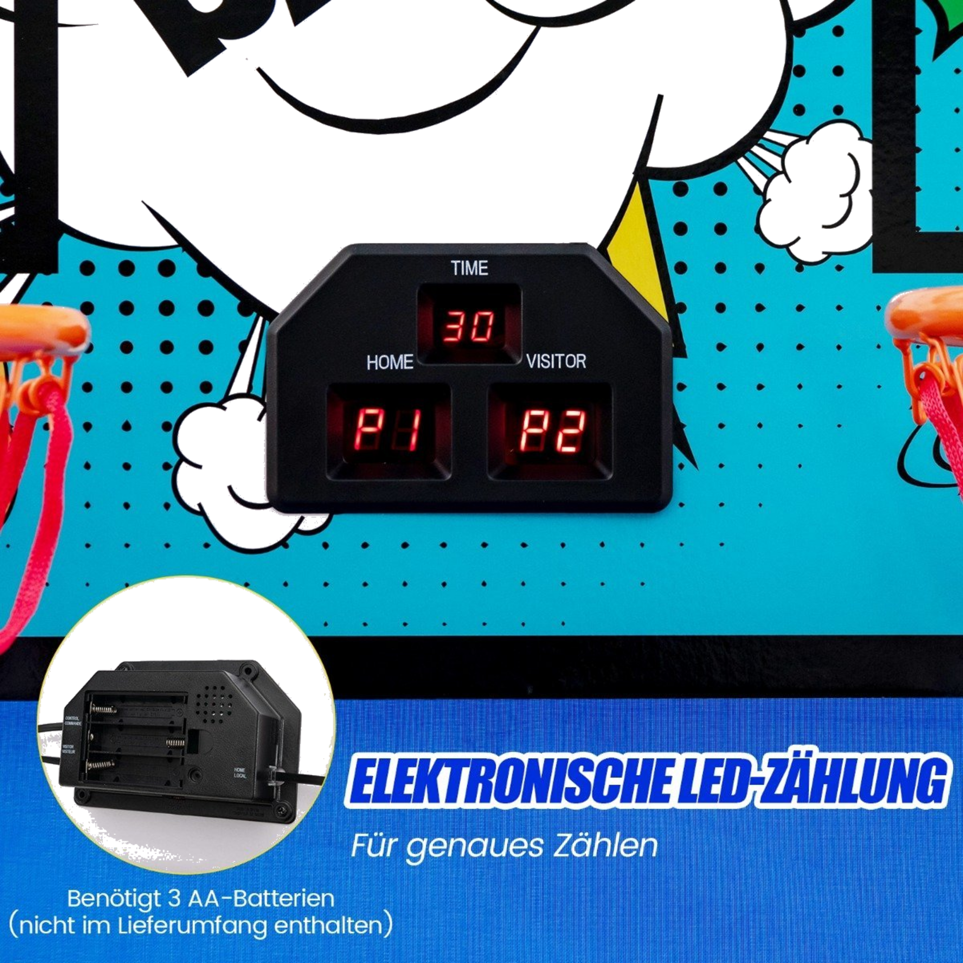 B2X, 8 In 1 Basketball Machine With 4 Balls  Air Pump  8 Game Modes Arcade Basketball Games Green