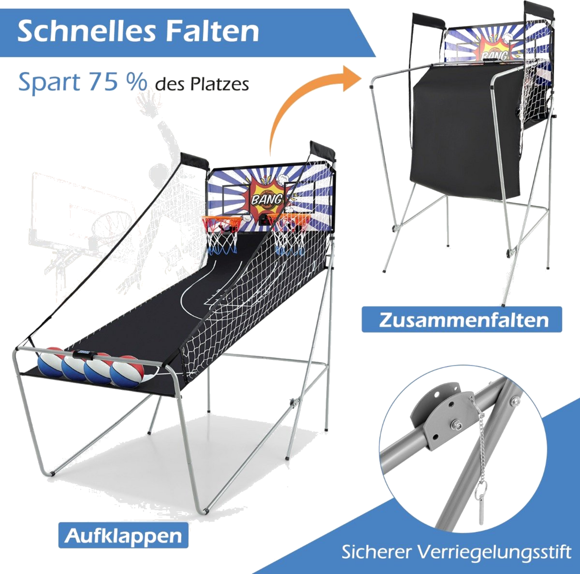 NORTHIX, 8-in-1 Foldable Electronic Basketball Arcade Game