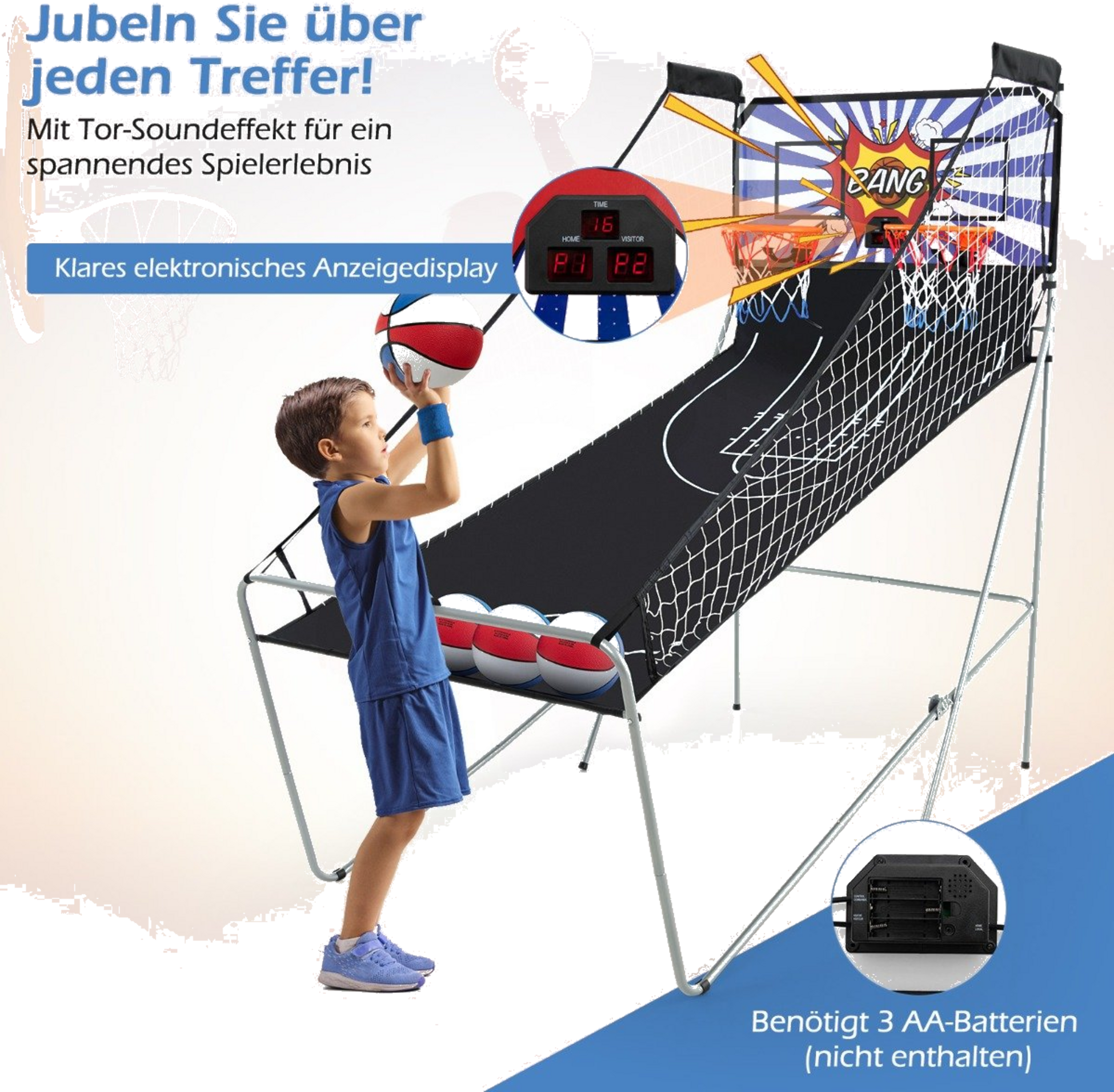 NORTHIX, 8-in-1 Foldable Electronic Basketball Arcade Game