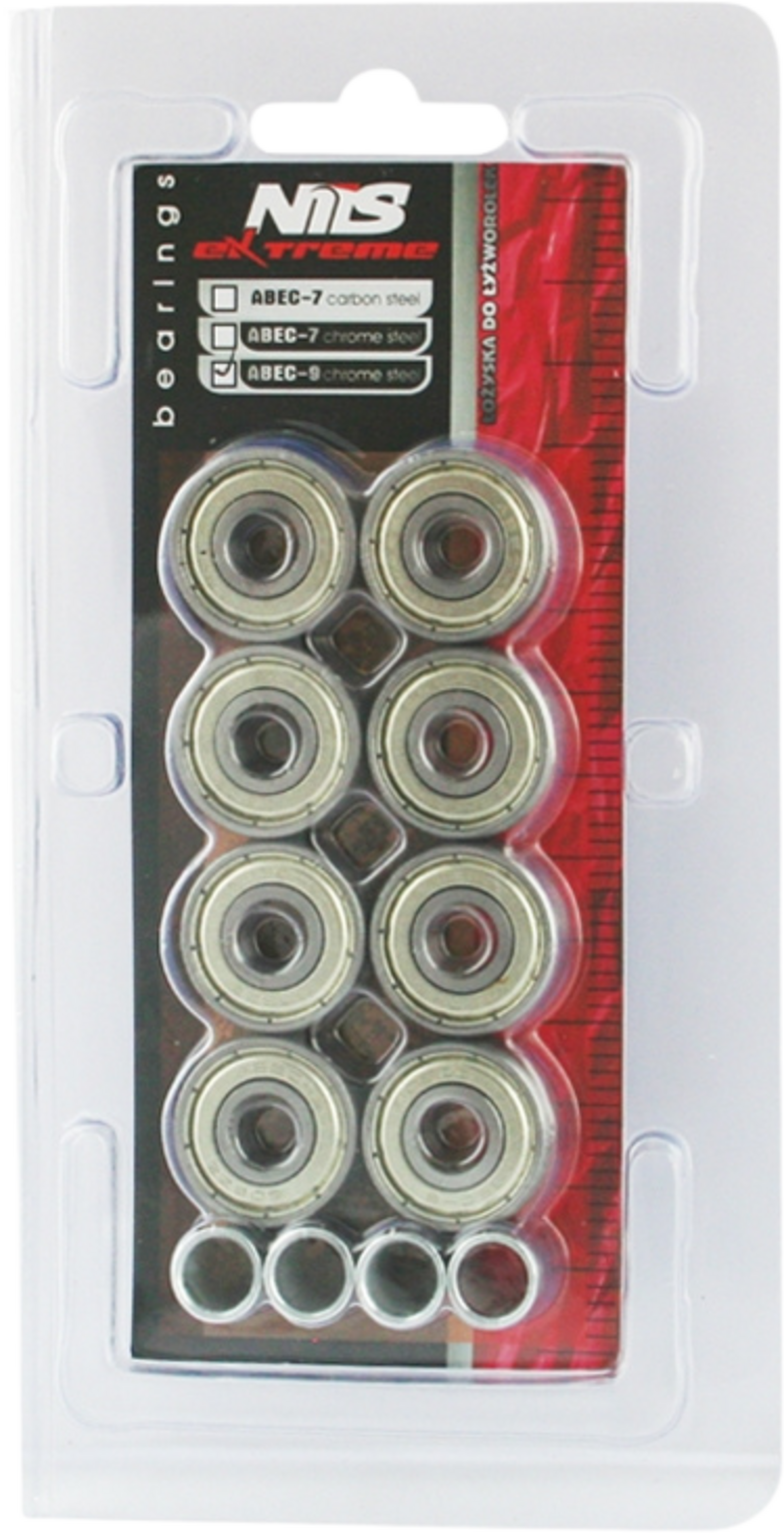 NORTHIX, Abec-9 Chrome Bearings, Set Of 8