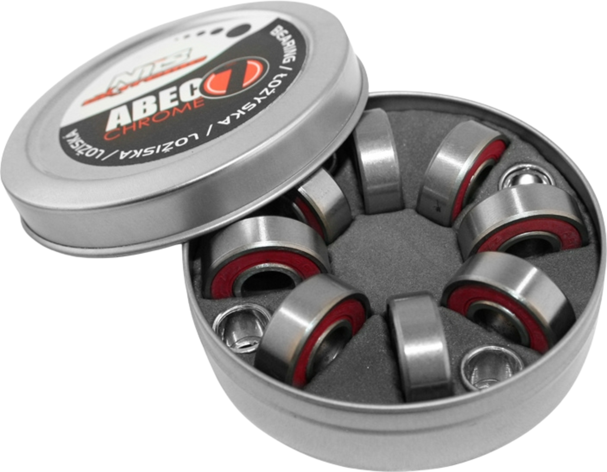 NORTHIX, Abec7 Red Chrome Bearings, 8 Pcs