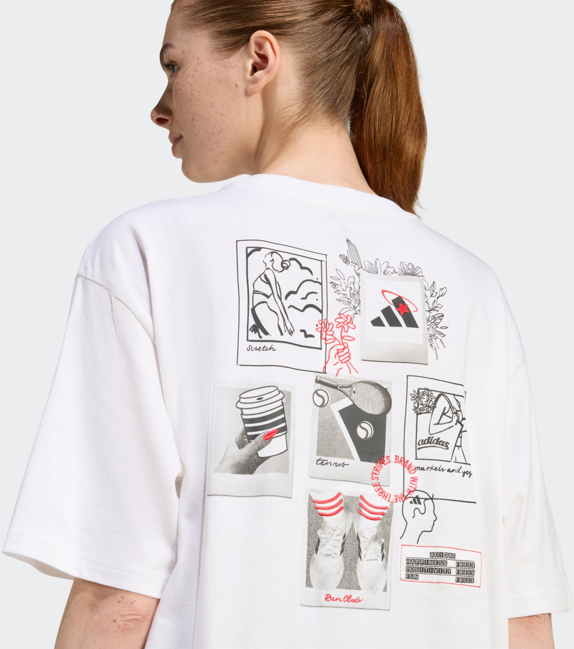 ADIDAS, Adidas Överdimensionerad T-shirt Med Minibroderad Grafik