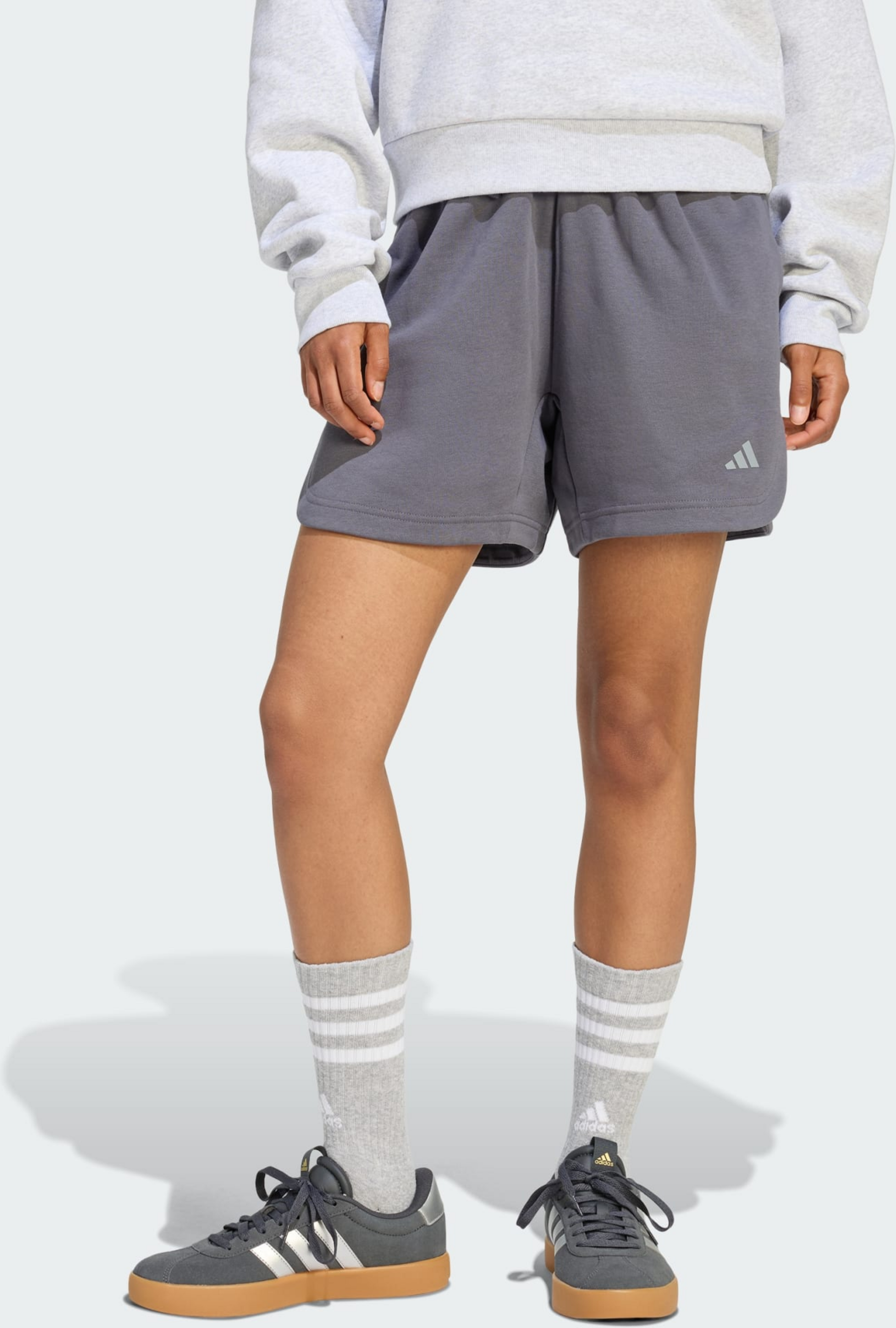 ADIDAS, Adidas 3 Stripes Studio Fleece Loose Shorts