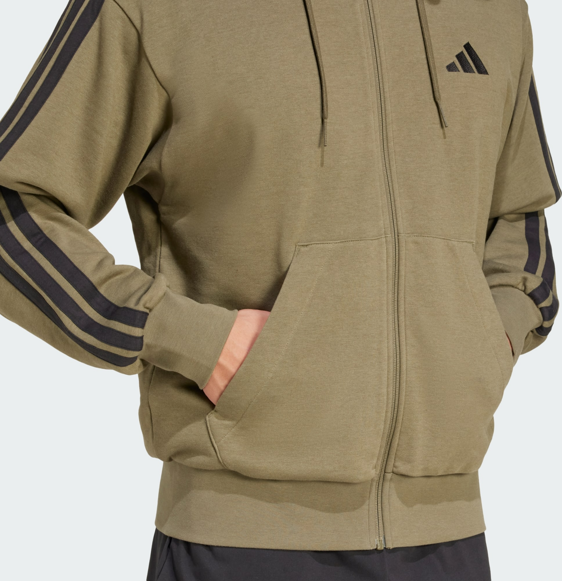 ADIDAS, Adidas Essentials 3-stripes French Terry Full-zip Hoodie