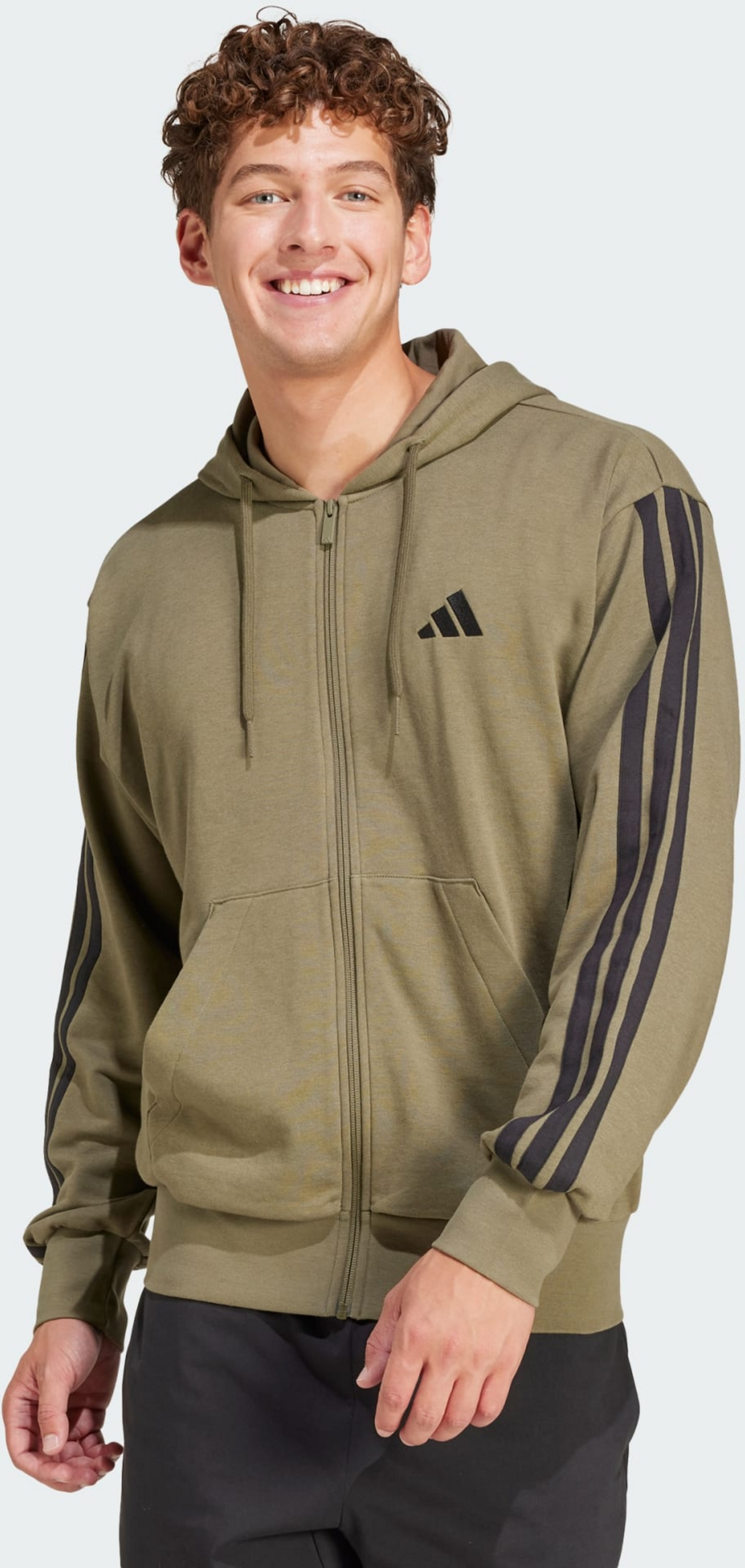 ADIDAS, Adidas Essentials 3-stripes French Terry Full-zip Hoodie