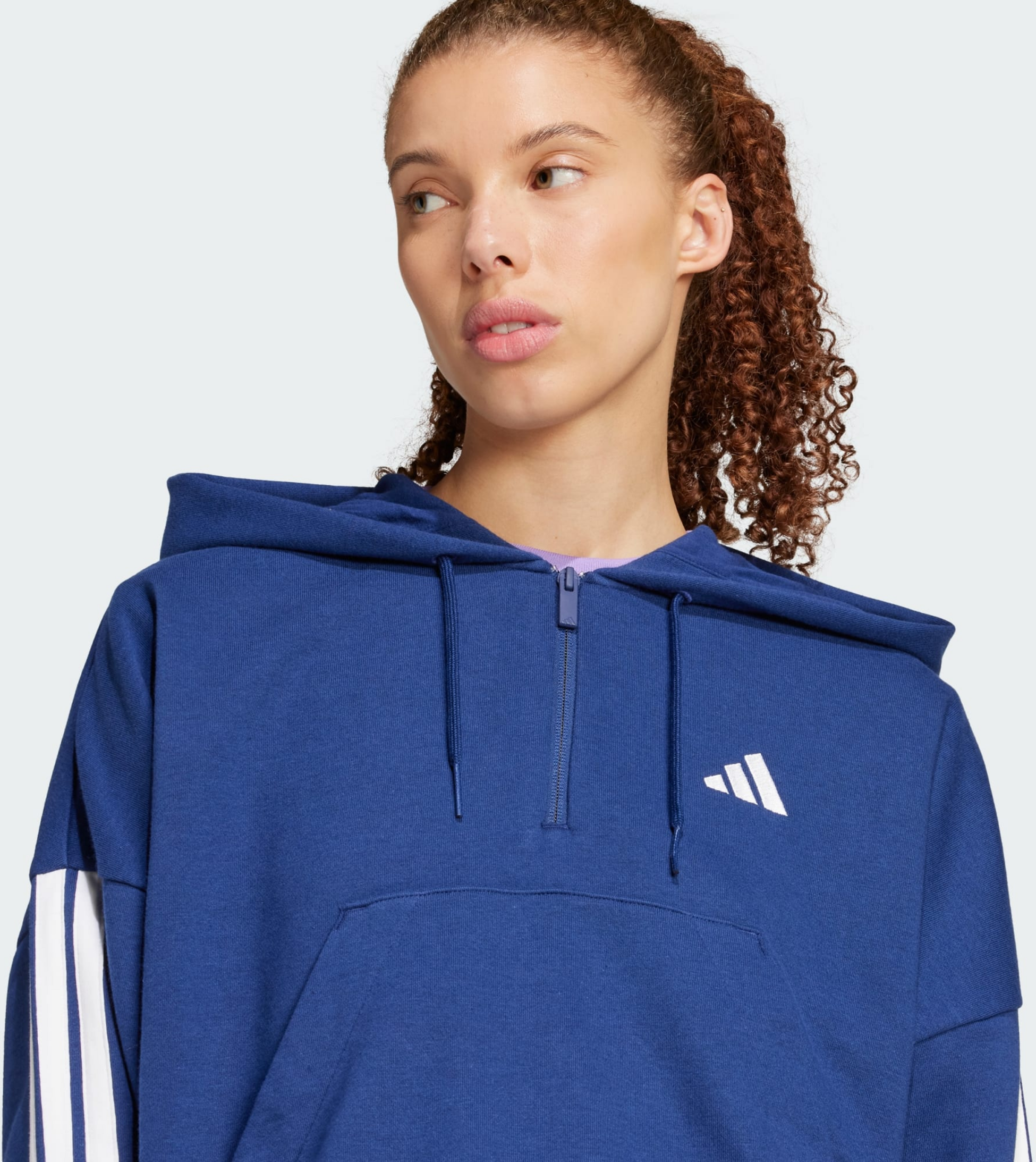 ADIDAS, Adidas Essentials 3-stripes French Terry Quarter-zip Hoodie