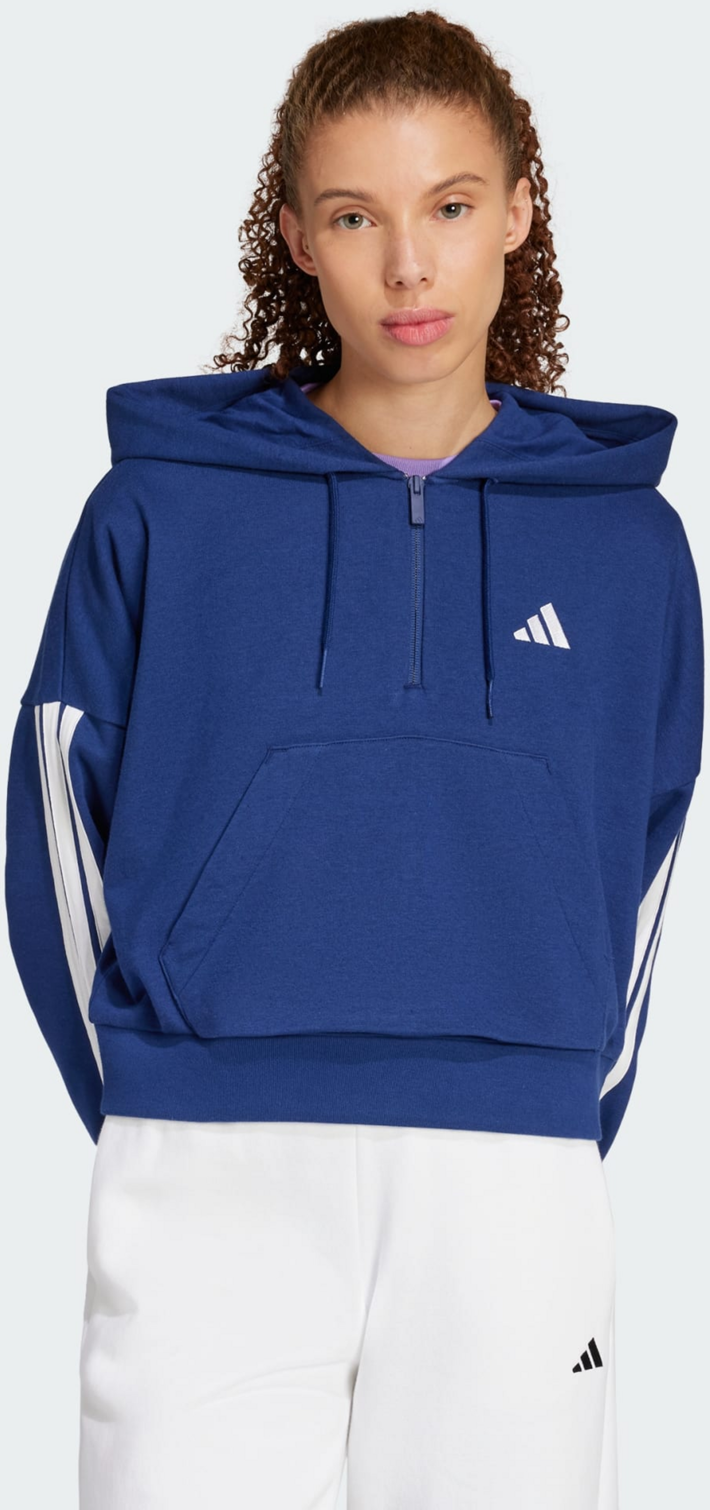 ADIDAS, Adidas Essentials 3-stripes French Terry Quarter-zip Hoodie