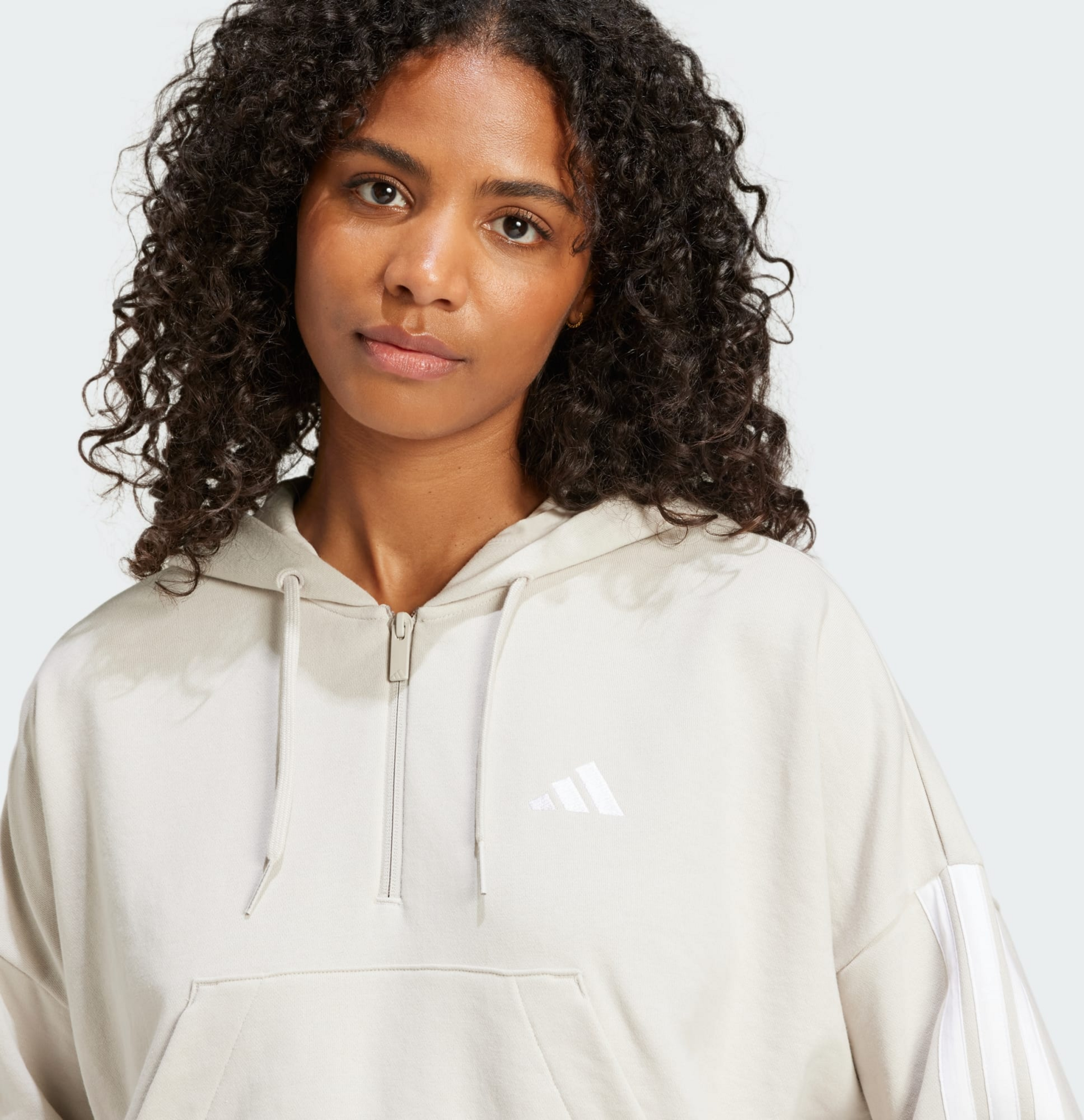 ADIDAS, Adidas Essentials 3-stripes French Terry Quarter-zip Hoodie