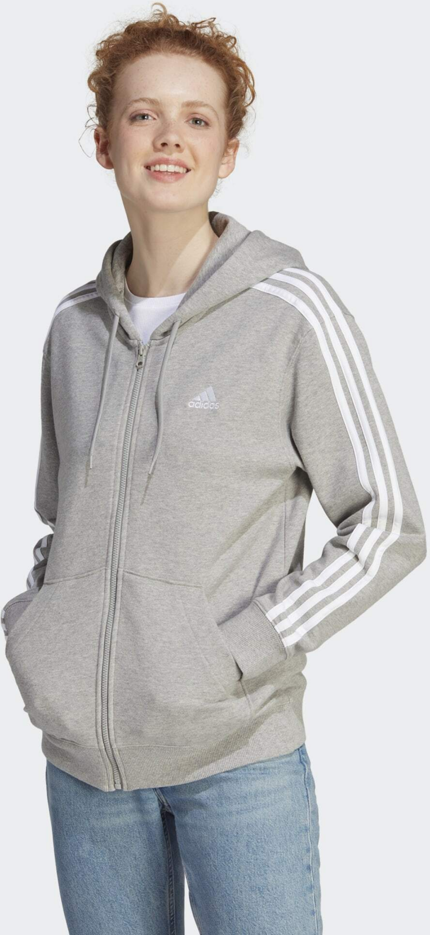 ADIDAS, Adidas Essentials 3-stripes French Terry Regular Full-zip Hoodie