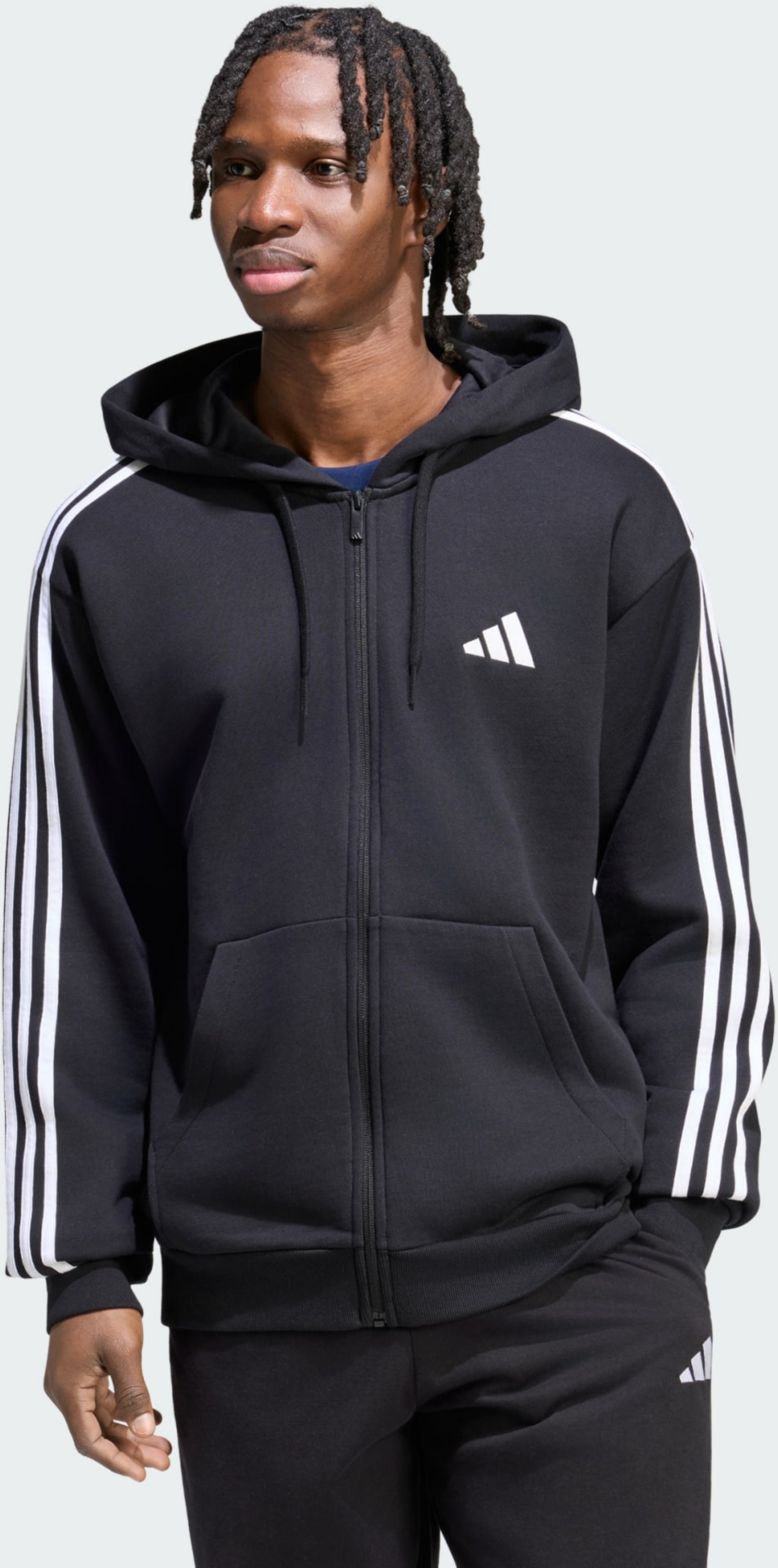 ADIDAS, Adidas Essentials 3-stripes Huvtr&ouml;ja Med Hel Dragkedja I Sweatshirttyg