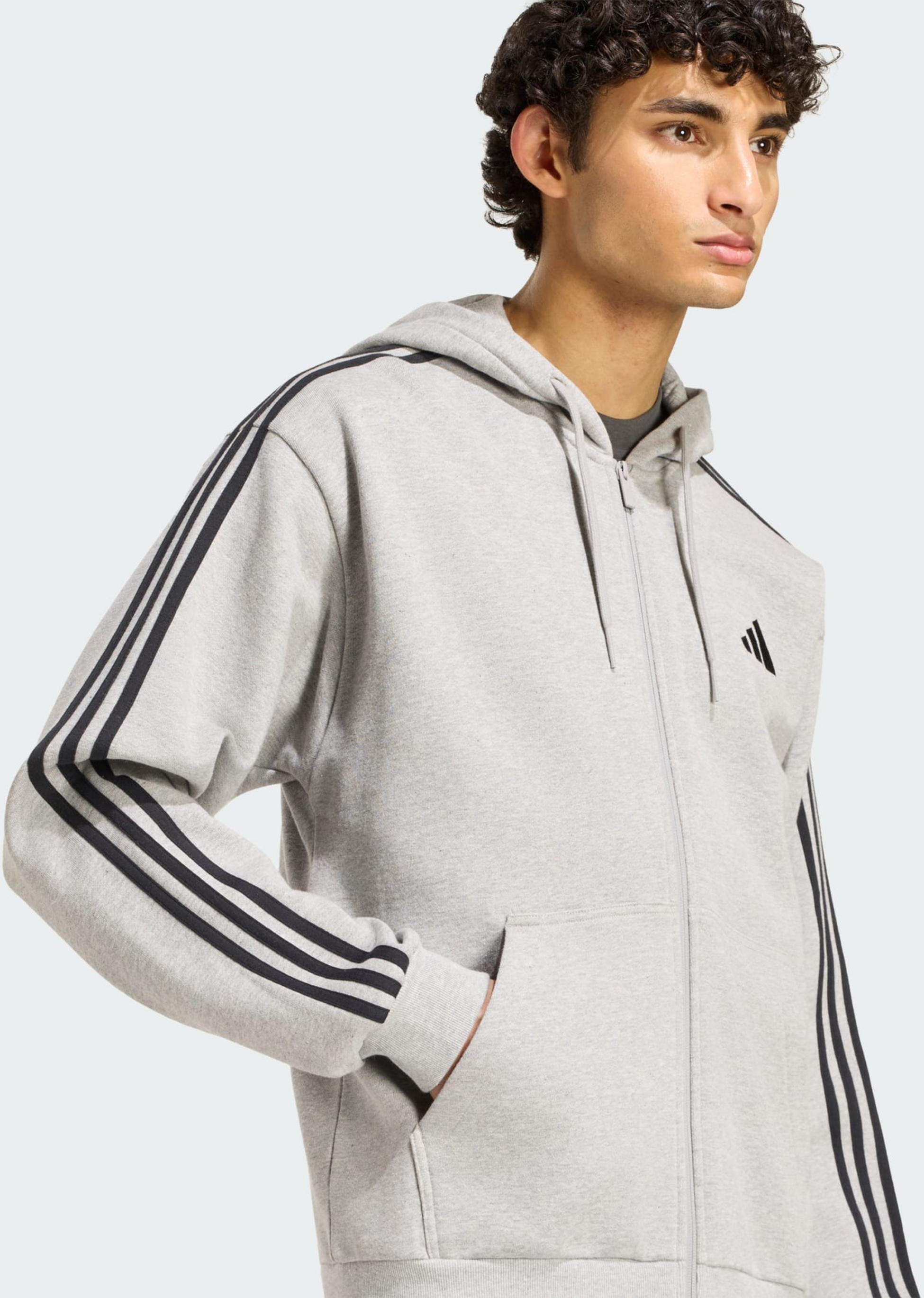 ADIDAS, Adidas Essentials 3-stripes Huvtr&ouml;ja Med Hel Dragkedja I Sweatshirttyg