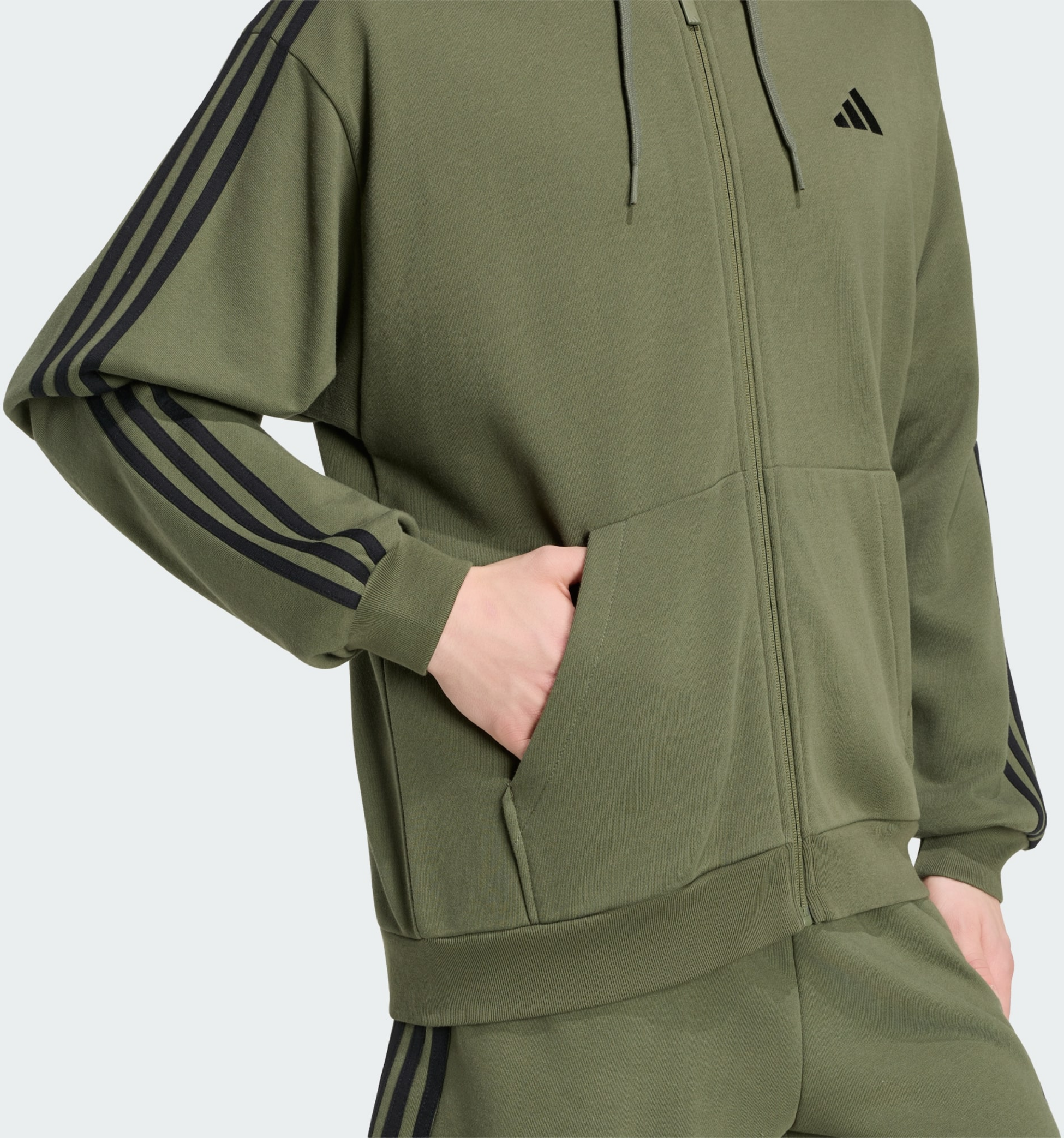 ADIDAS, Adidas Essentials 3-stripes Huvtr&ouml;ja Med Hel Dragkedja I Sweatshirttyg