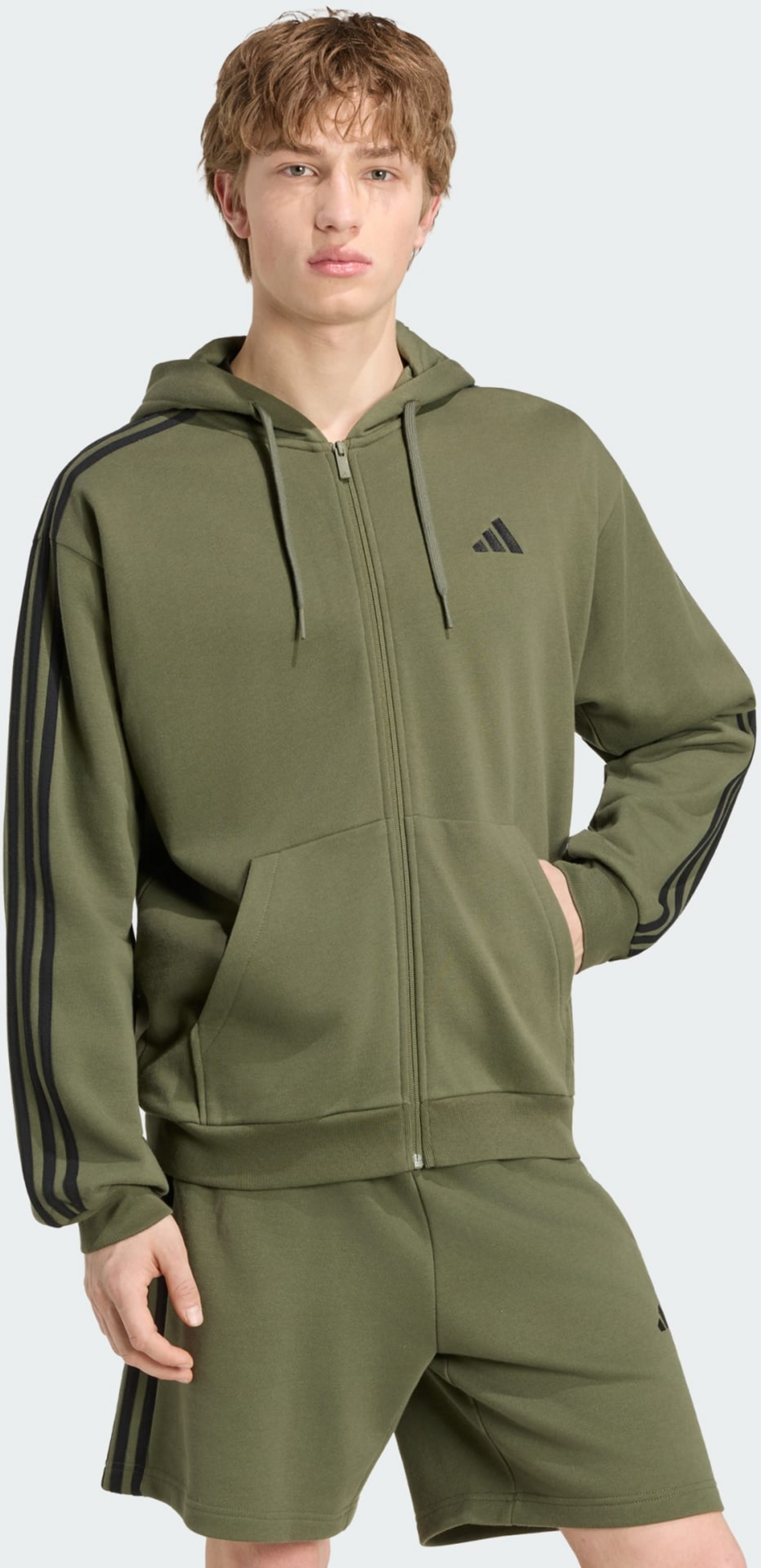 ADIDAS, Adidas Essentials 3-stripes Huvtr&ouml;ja Med Hel Dragkedja I Sweatshirttyg