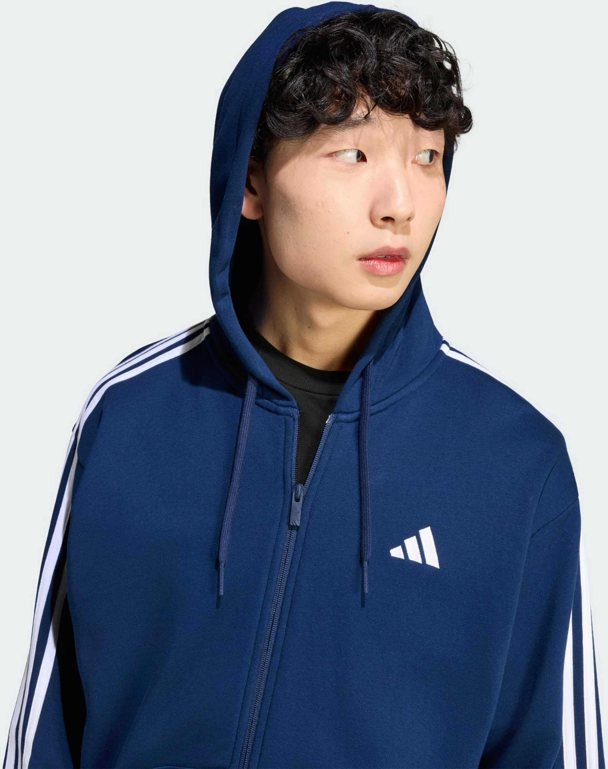 ADIDAS, Adidas Essentials 3-stripes Huvtr&ouml;ja Med Hel Dragkedja I Sweatshirttyg