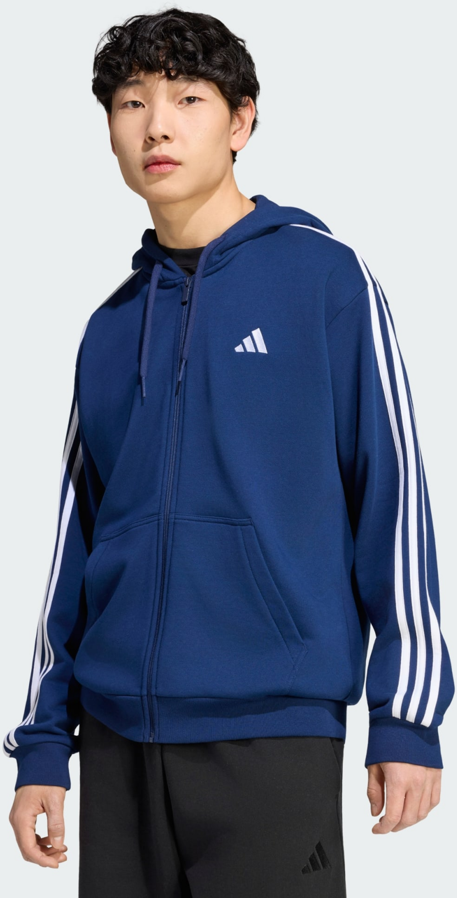 ADIDAS, Adidas Essentials 3-stripes Huvtr&ouml;ja Med Hel Dragkedja I Sweatshirttyg