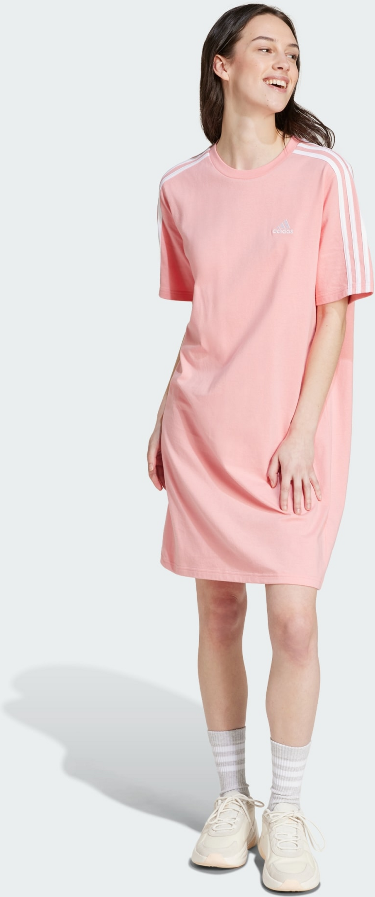 ADIDAS, Adidas Essentials 3-stripes Single Jersey Boyfriend Tee Dress