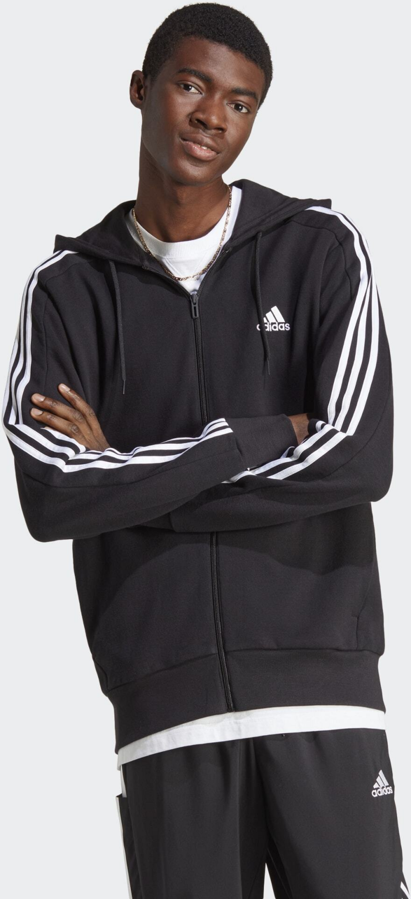 ADIDAS, Adidas Essentials French Terry 3-stripes Full-zip Hoodie